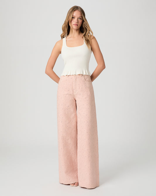 Cameron Wide Leg Jean - Sunset Peach Embroidered