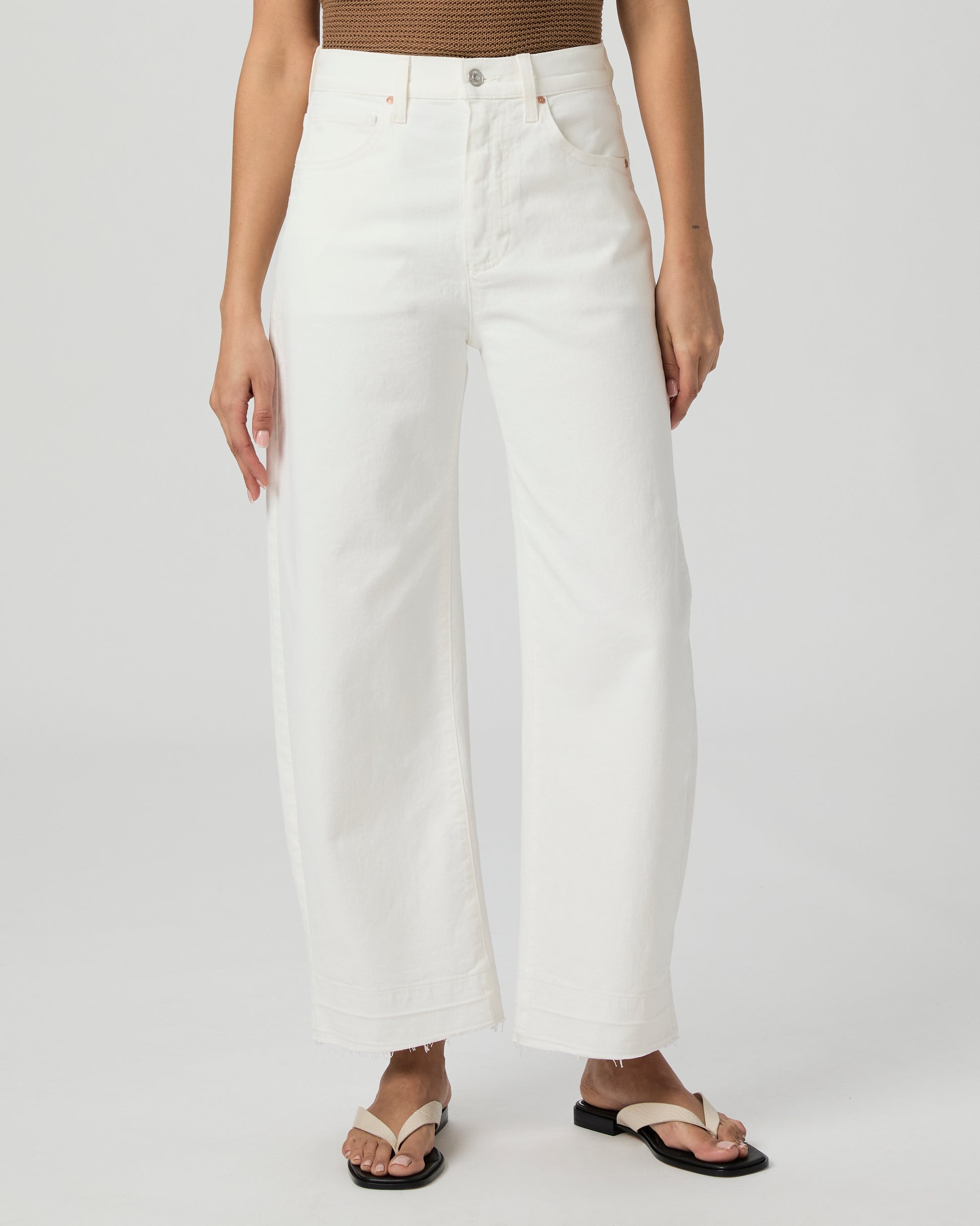 Arellia Ankle Barrel Leg Jean - Tonal Ecru 23