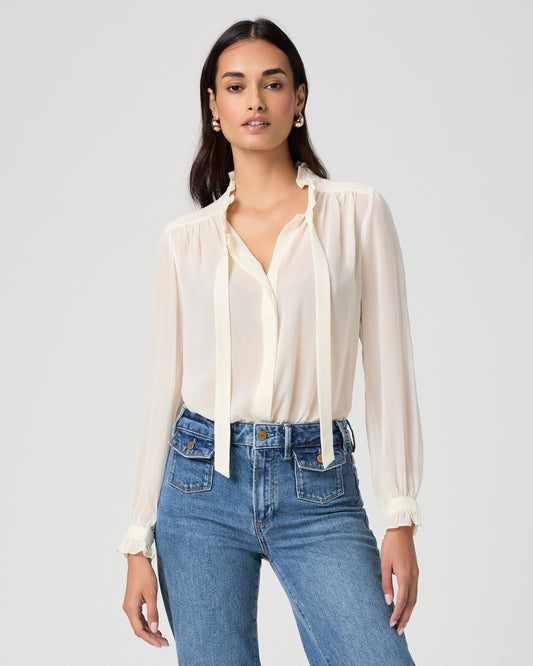 Leya Blouse - Antique White Silk