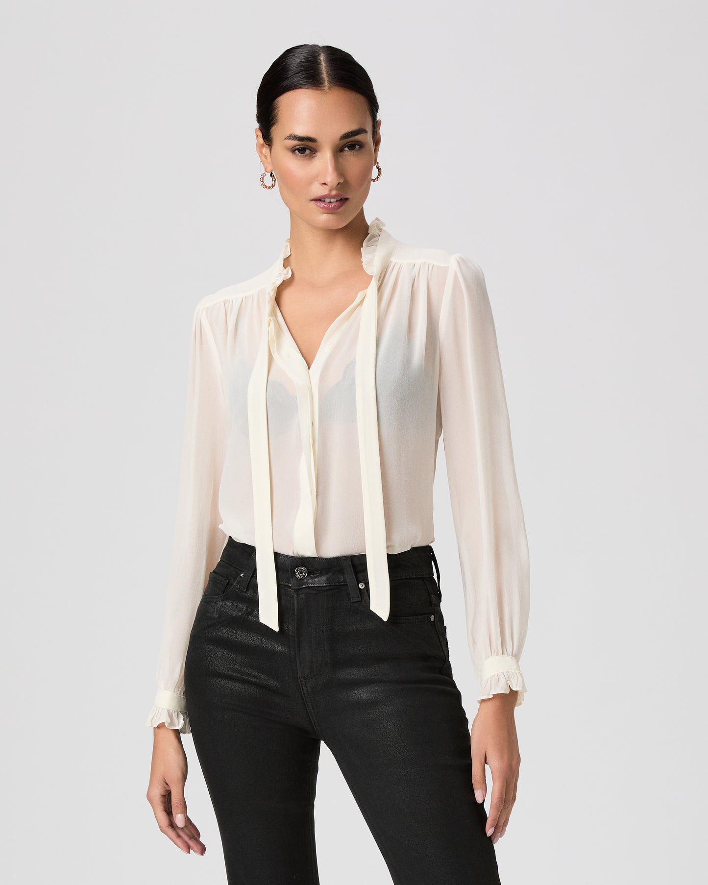 Leya Blouse - Antique White Silk XXS