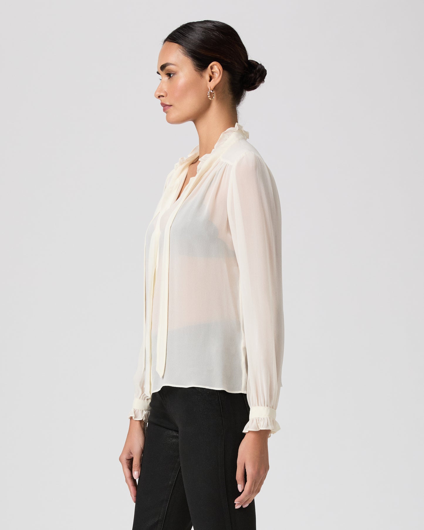 Leya Blouse - Antique White Silk XXS
