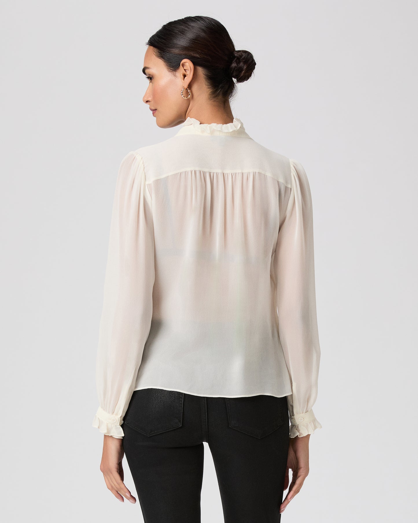 Leya Blouse - Antique White Silk XXS