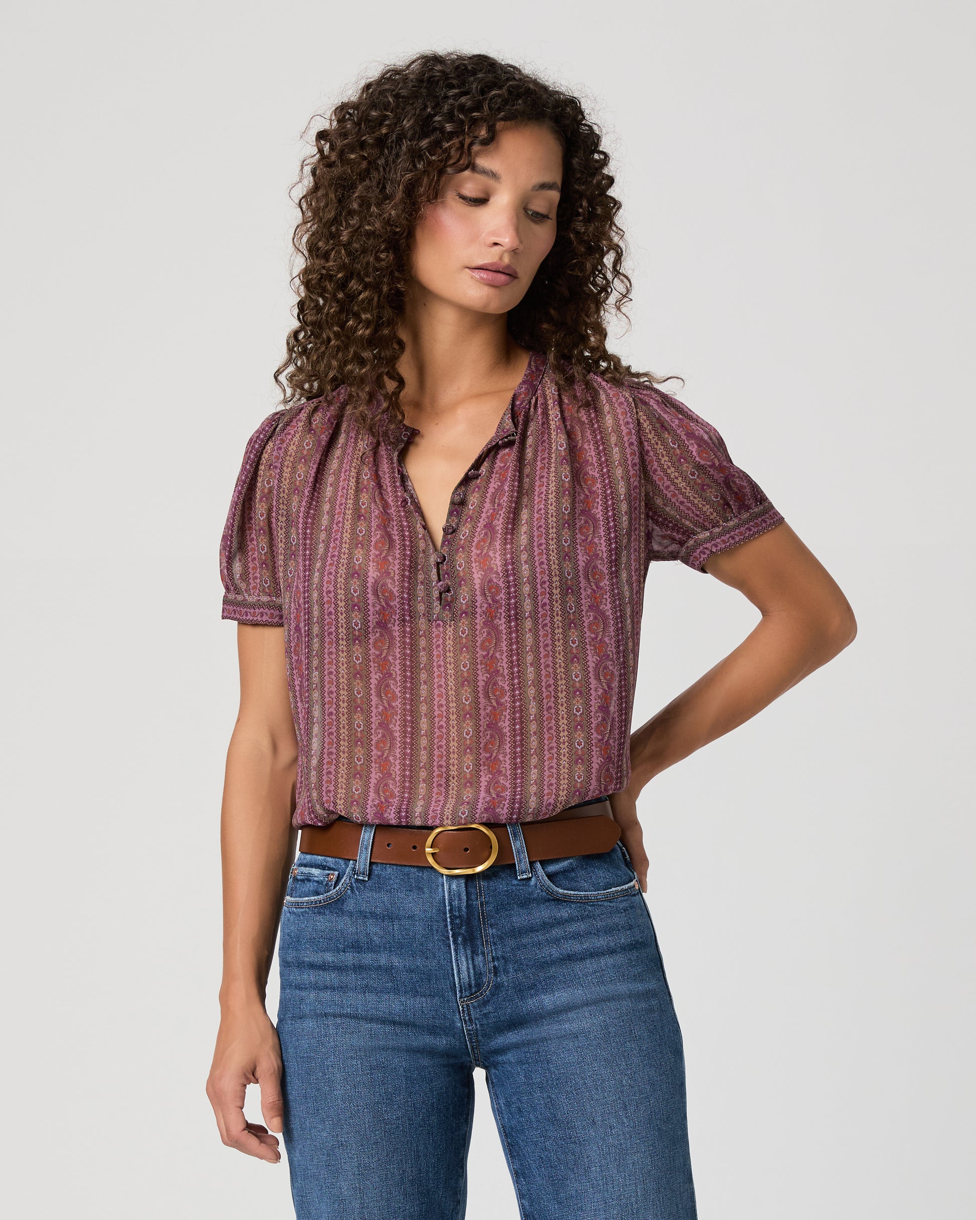 Marsala Blouse - Deep Mauve Multi Silk XXS