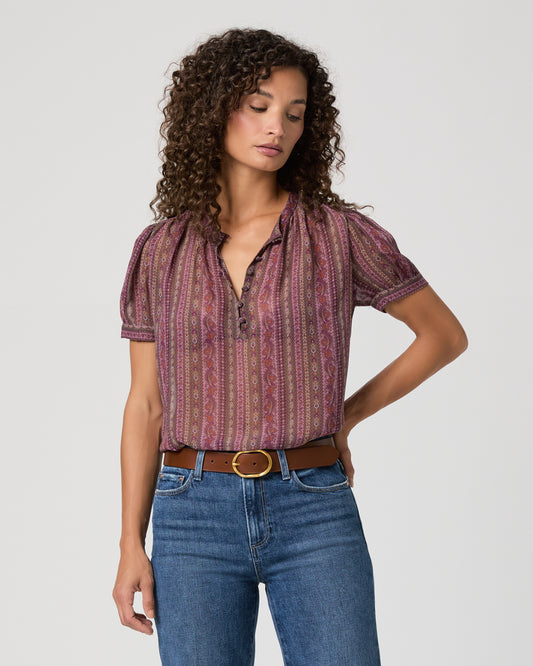 Marsala Blouse - Deep Mauve Multi Silk XXS