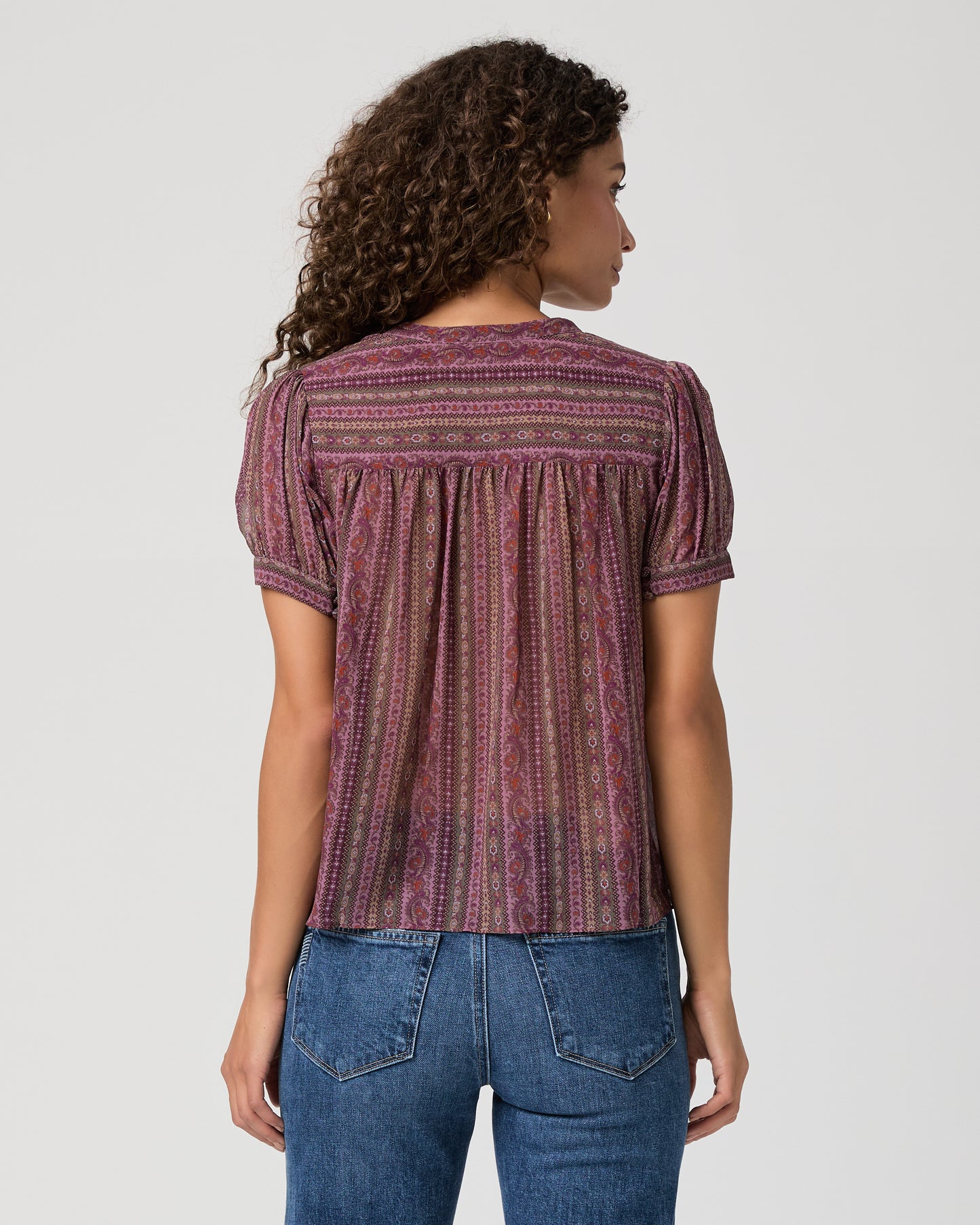 Marsala Blouse - Deep Mauve Multi Silk XXS