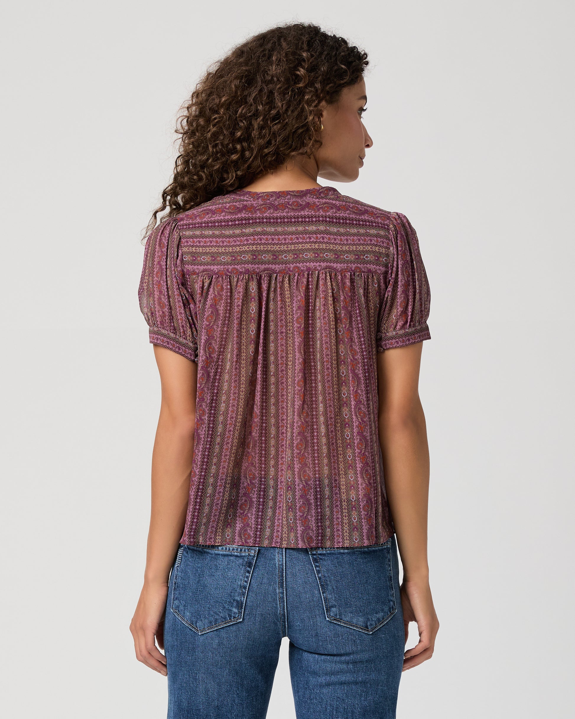 Marsala Blouse - Deep Mauve Multi Silk XXS