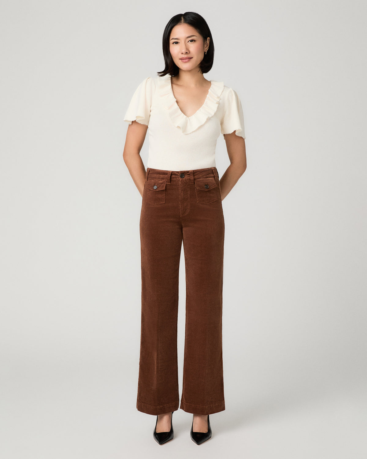 Leenah Petite Wide Leg Jean - Maple Brown Corduroy 23