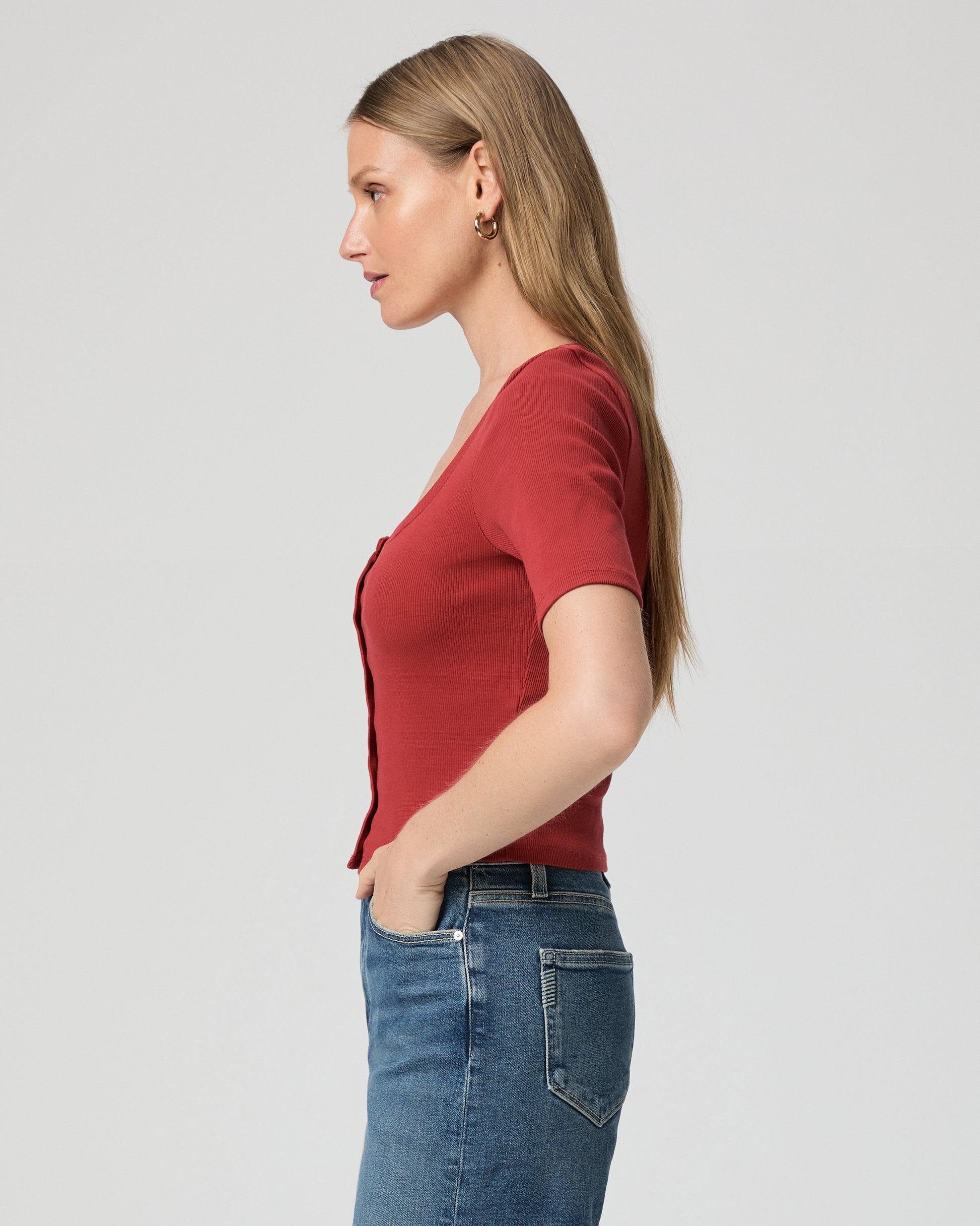 Evette Top - Carmine Red XXS
