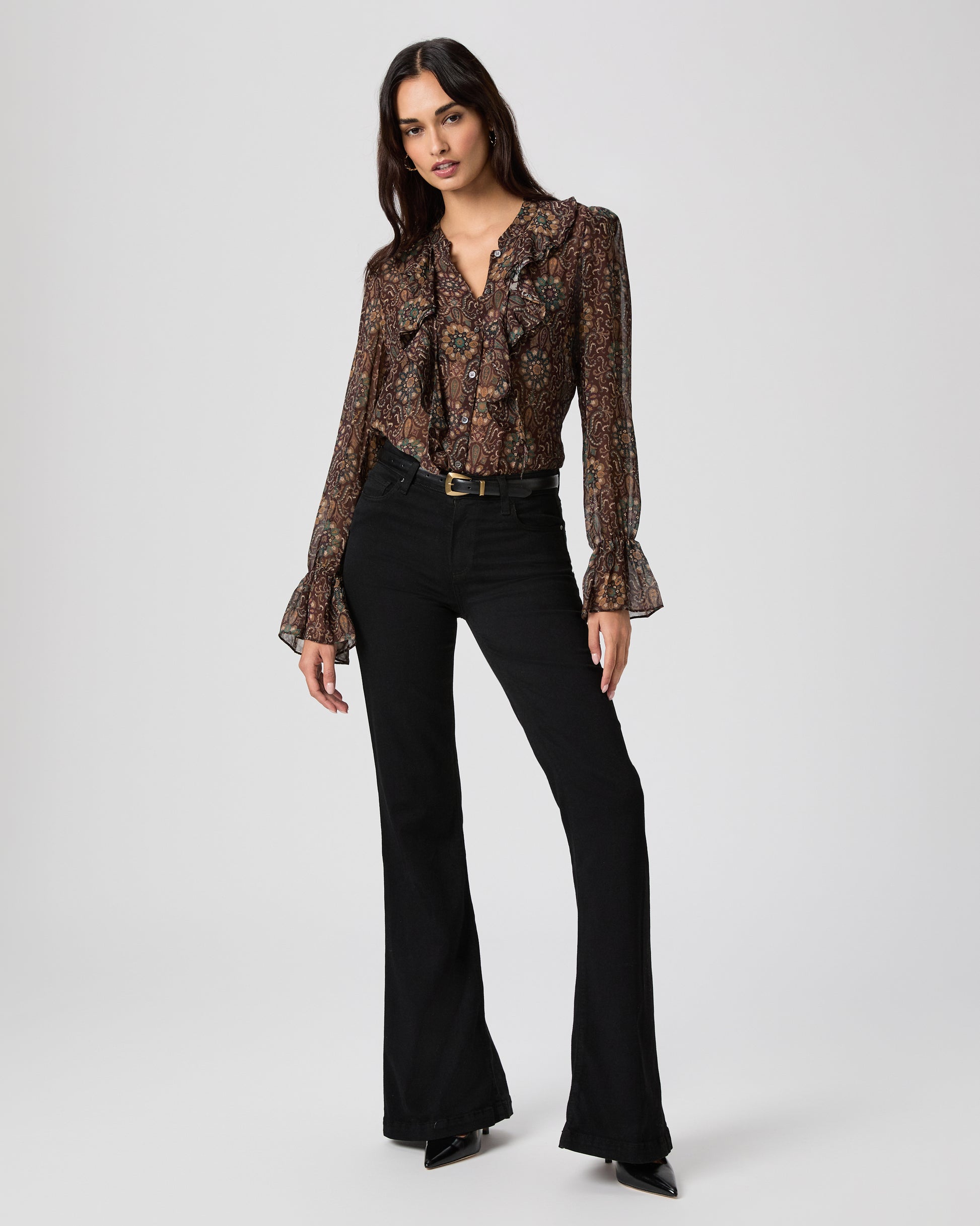 Claude Blouse - Dark Chocolate Multi Silk XXS