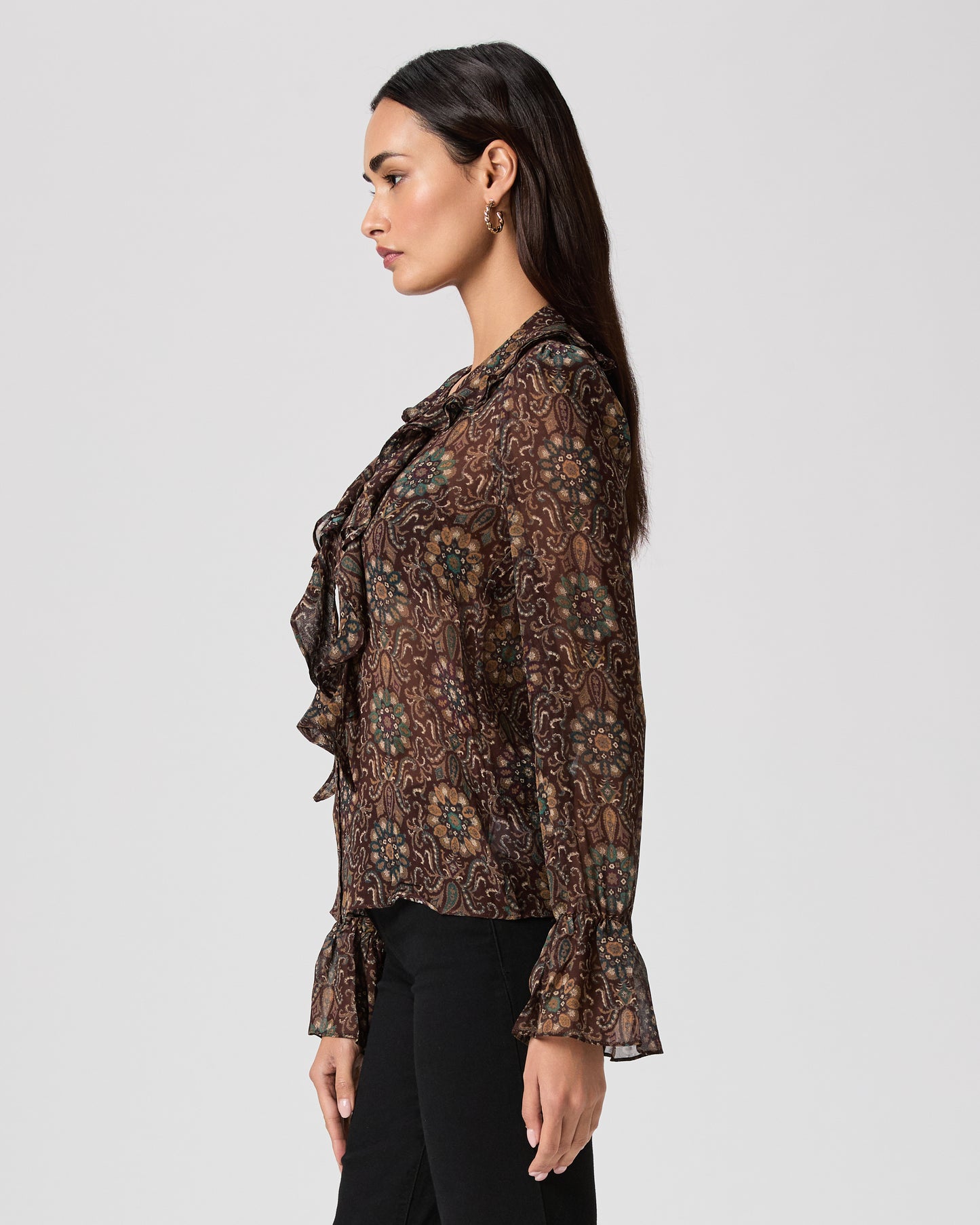 Claude Blouse - Dark Chocolate Multi Silk XXS