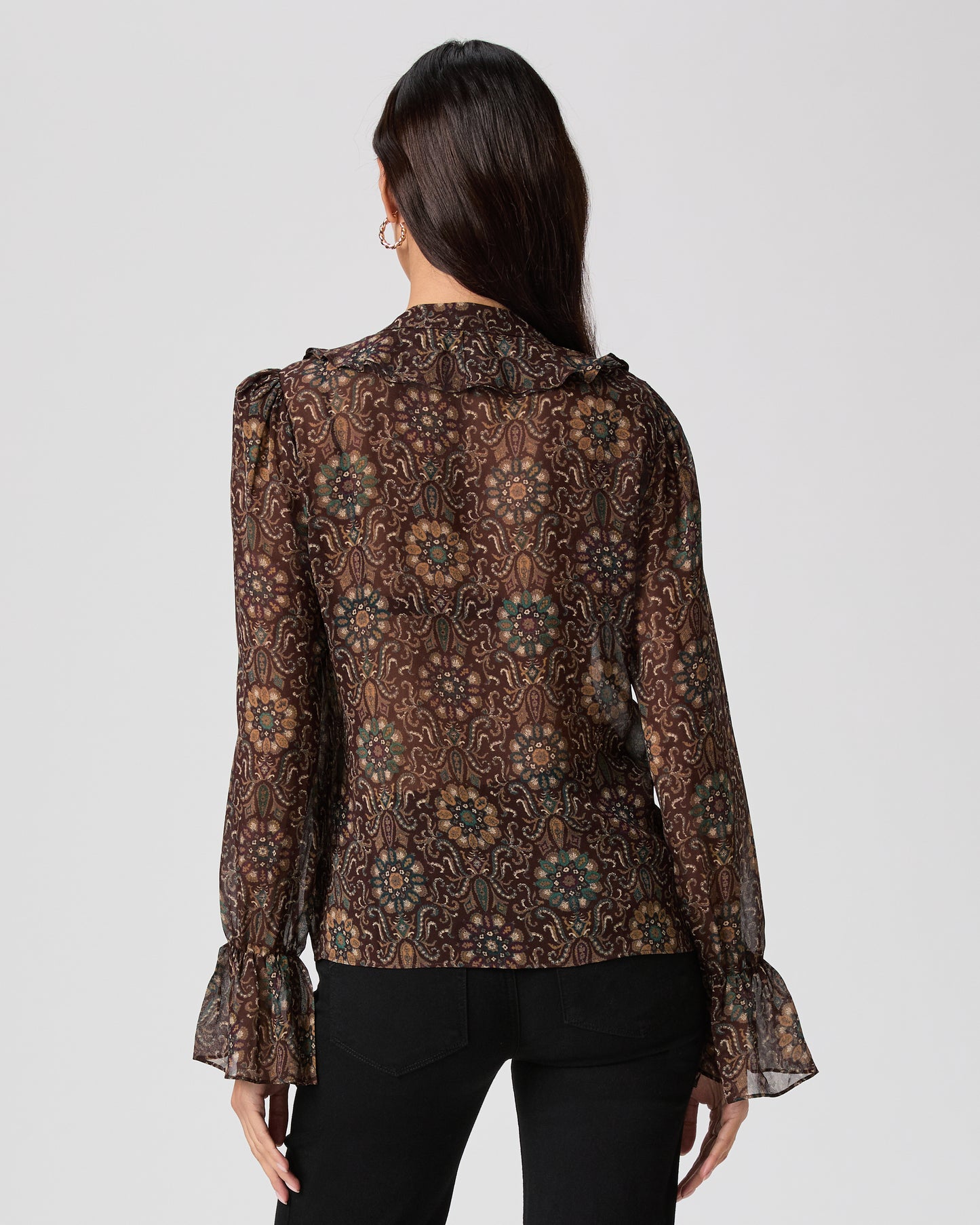 Claude Blouse - Dark Chocolate Multi Silk XXS