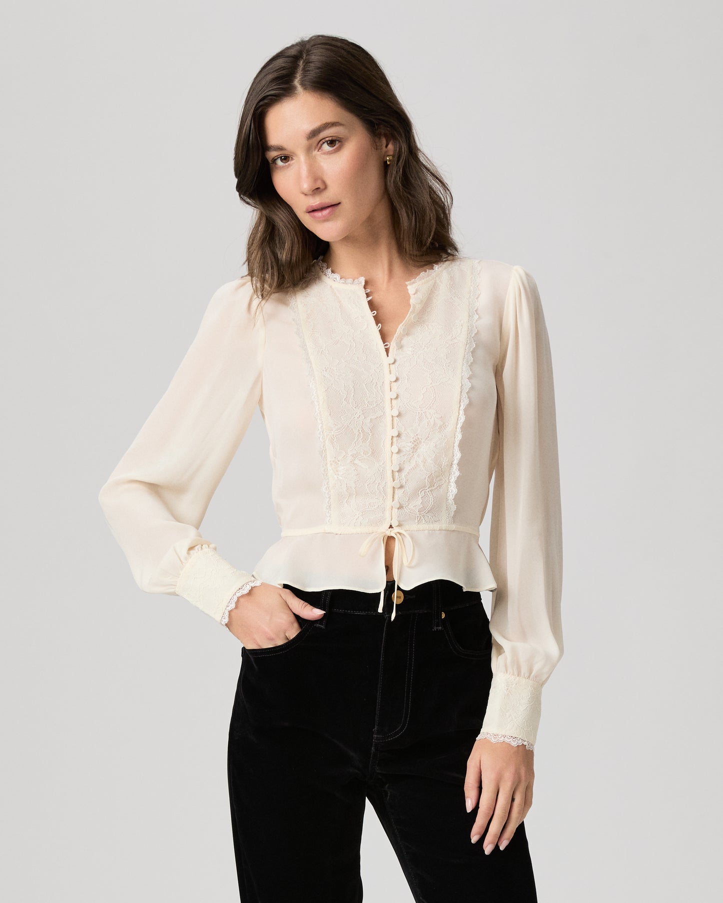 Britt Blouse - Antique White Silk XXS