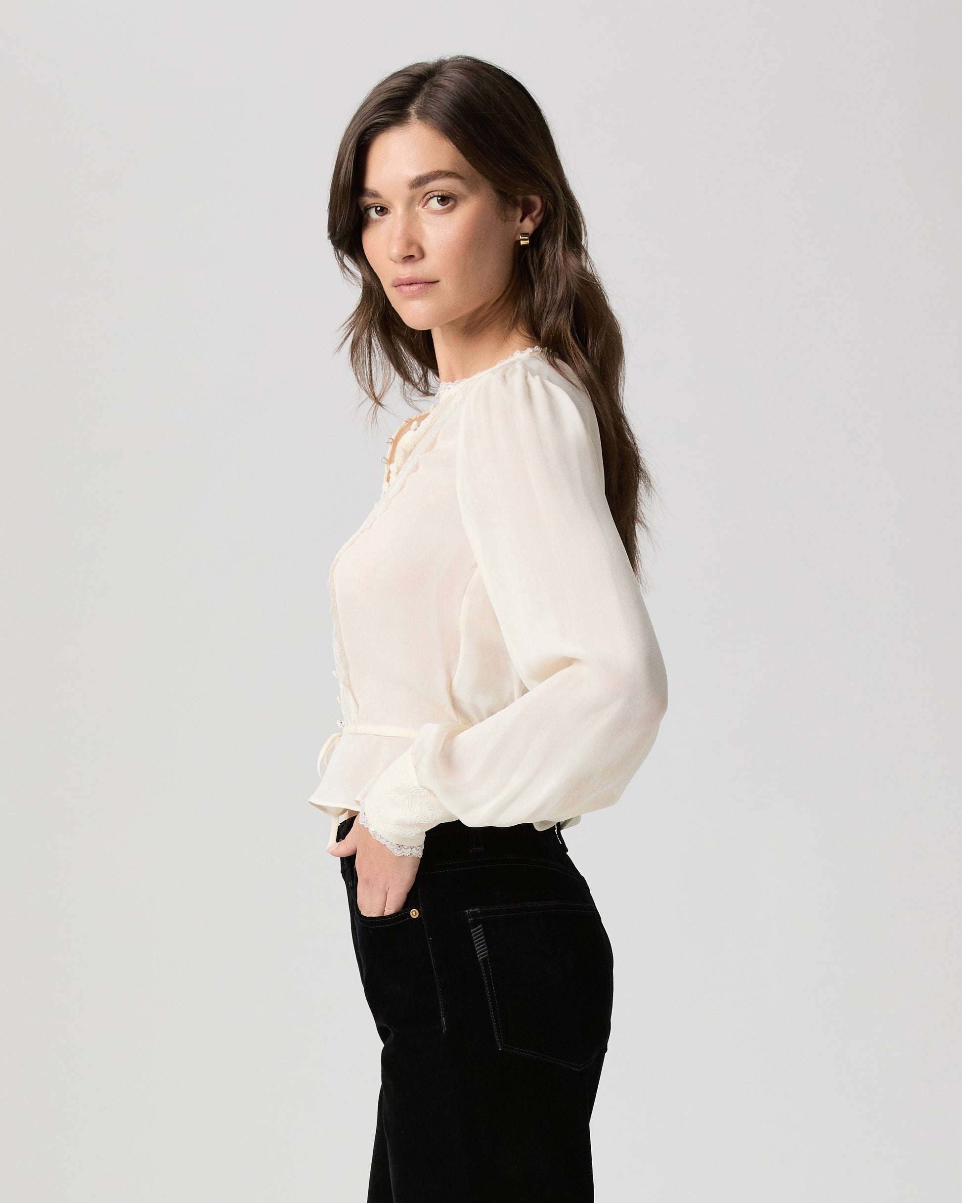 Britt Blouse - Antique White Silk XXS