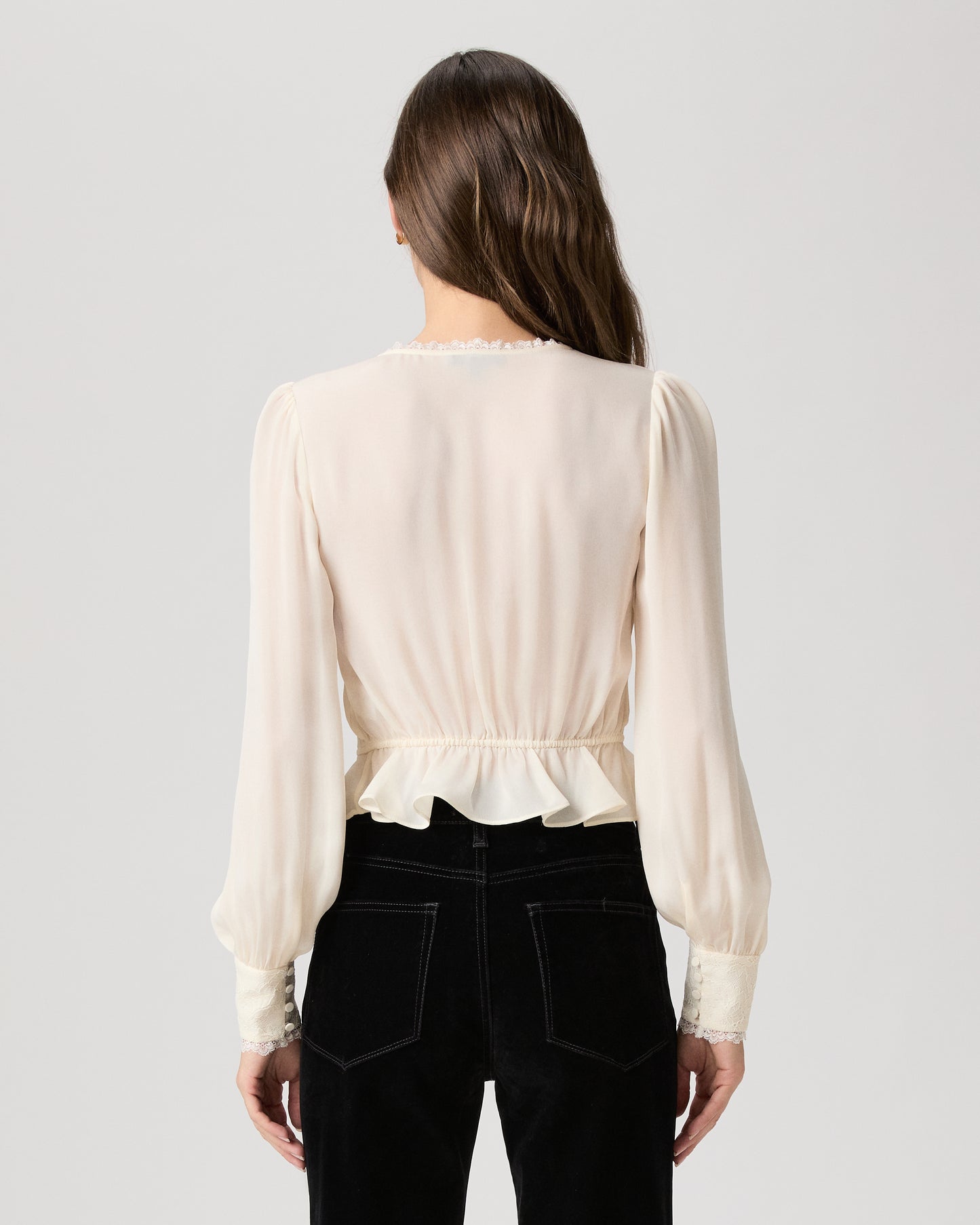 Britt Blouse - Antique White Silk XXS
