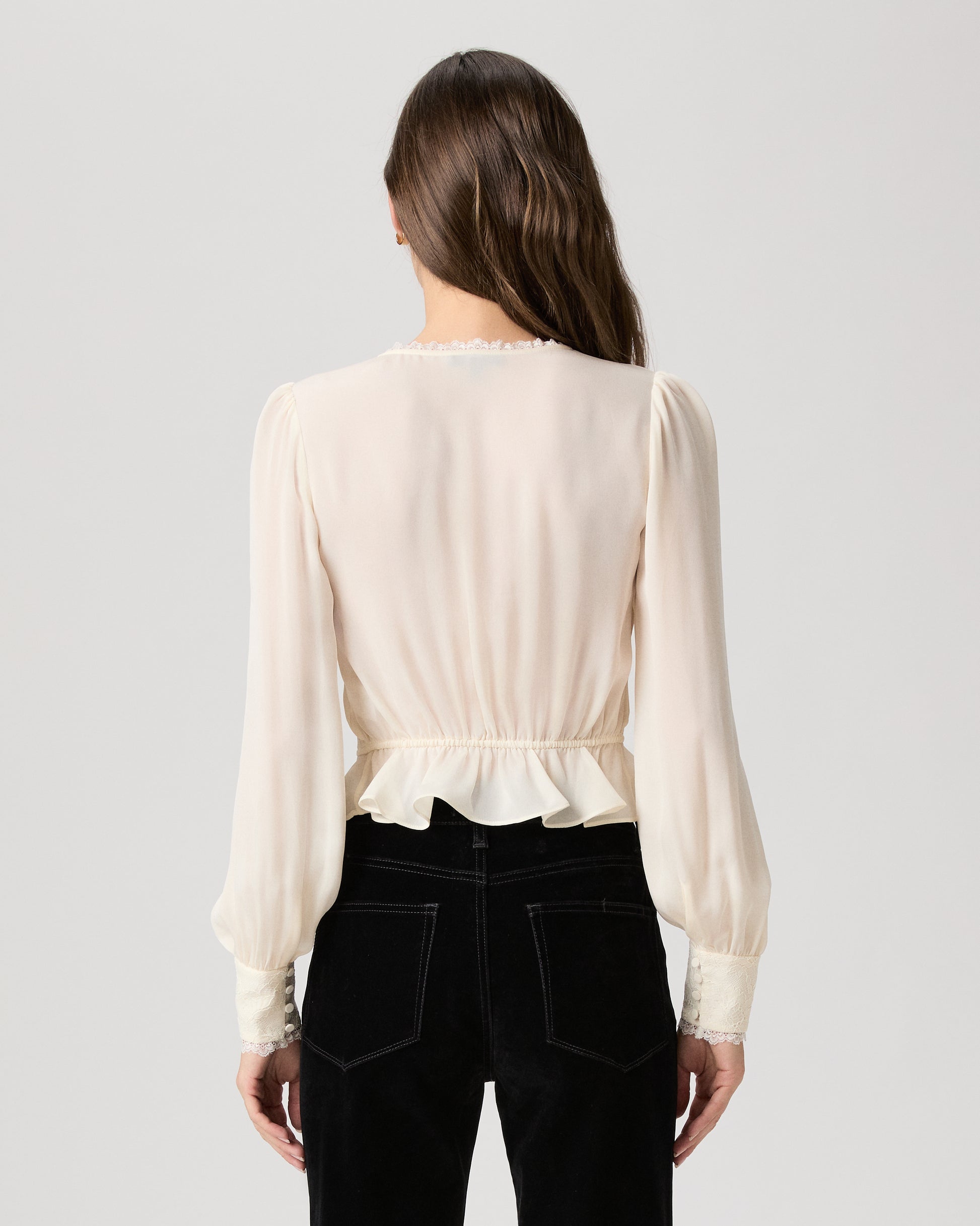 Britt Blouse - Antique White Silk XXS