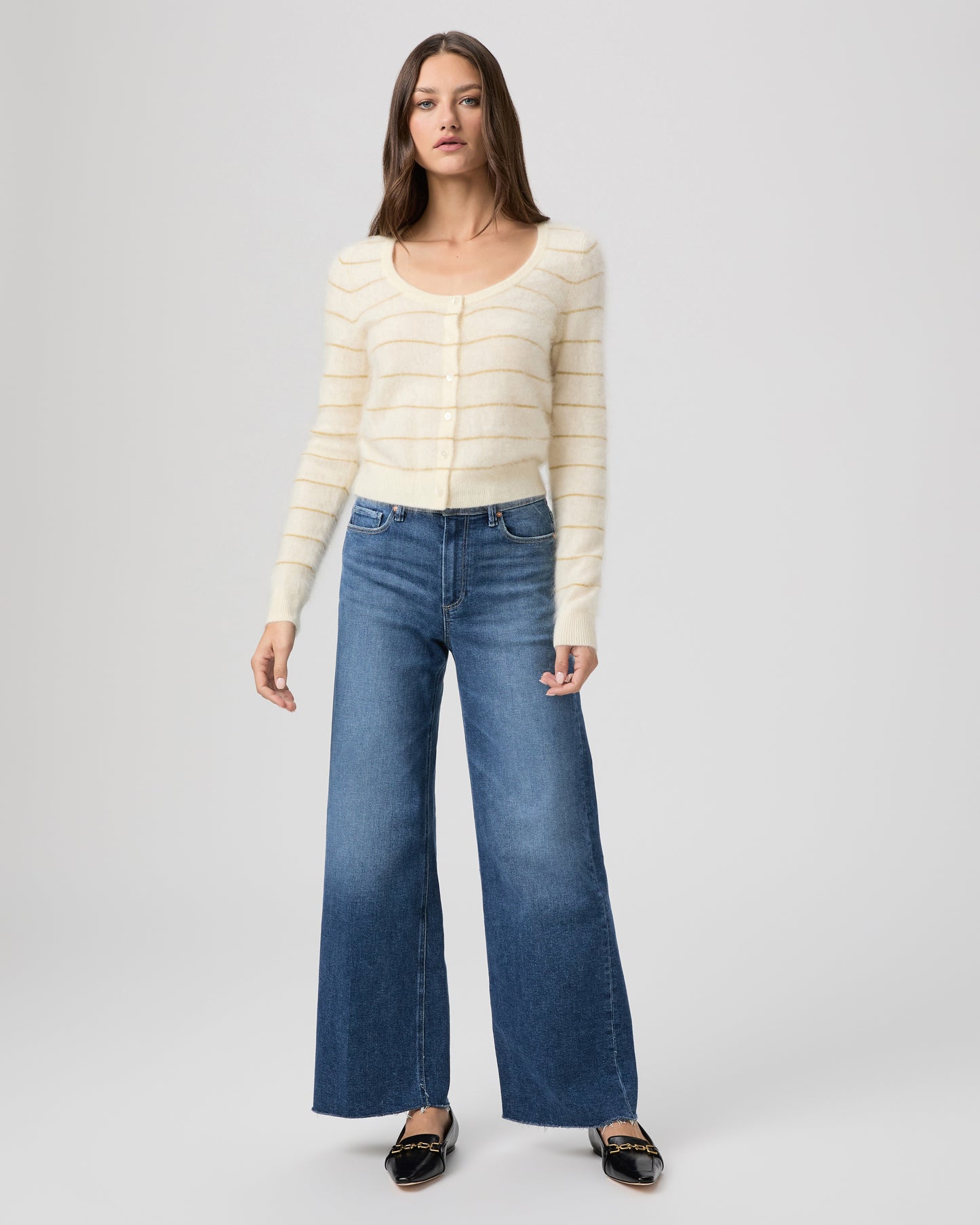 Fortuna Cardigan - Antique White/Gold Cashmere XXS