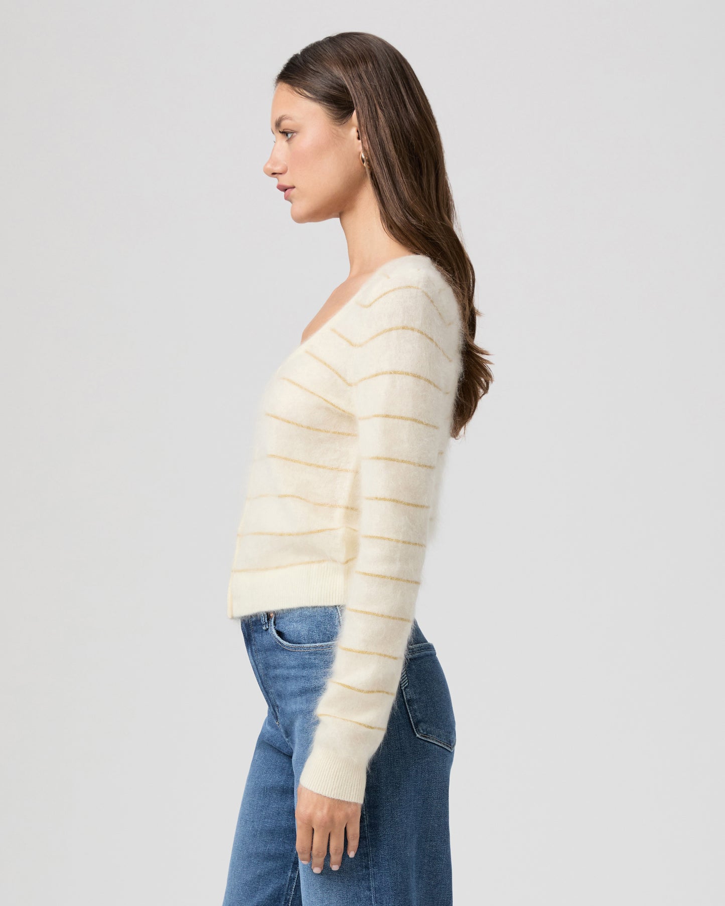 Fortuna Cardigan - Antique White/Gold Cashmere XXS