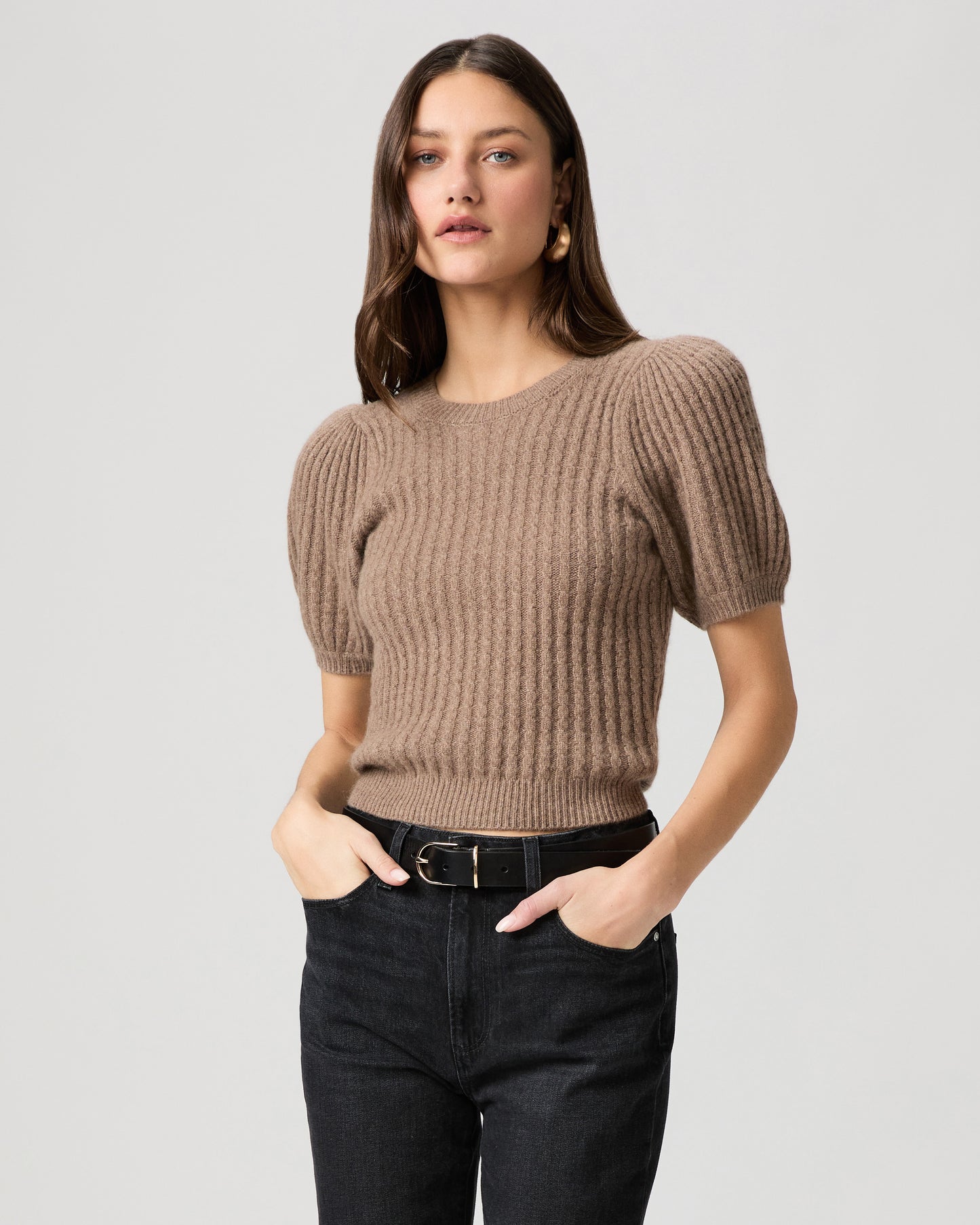 Lucerne Top - Heather Brown Cashmere XXS