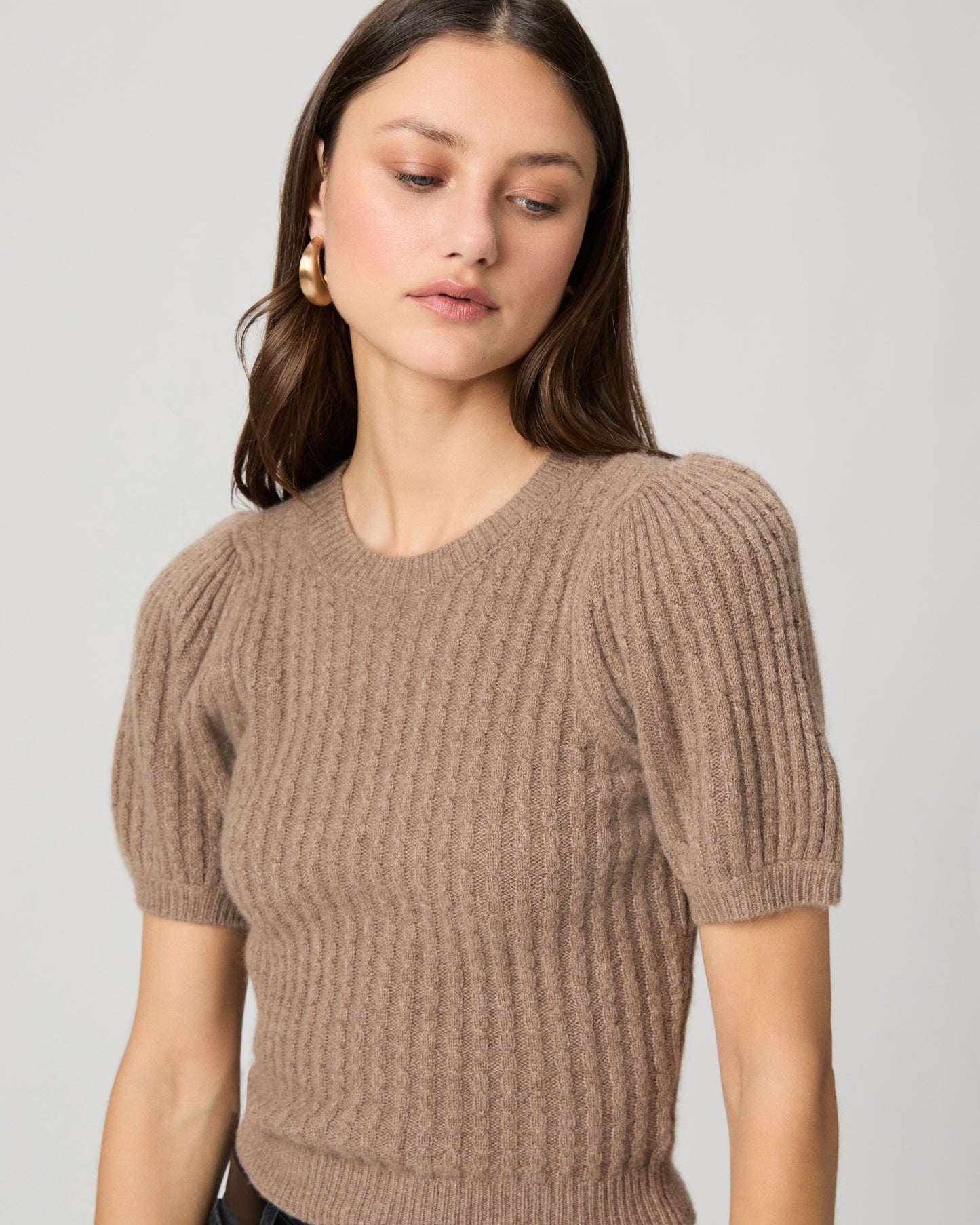 Lucerne Top - Heather Brown Cashmere XXS