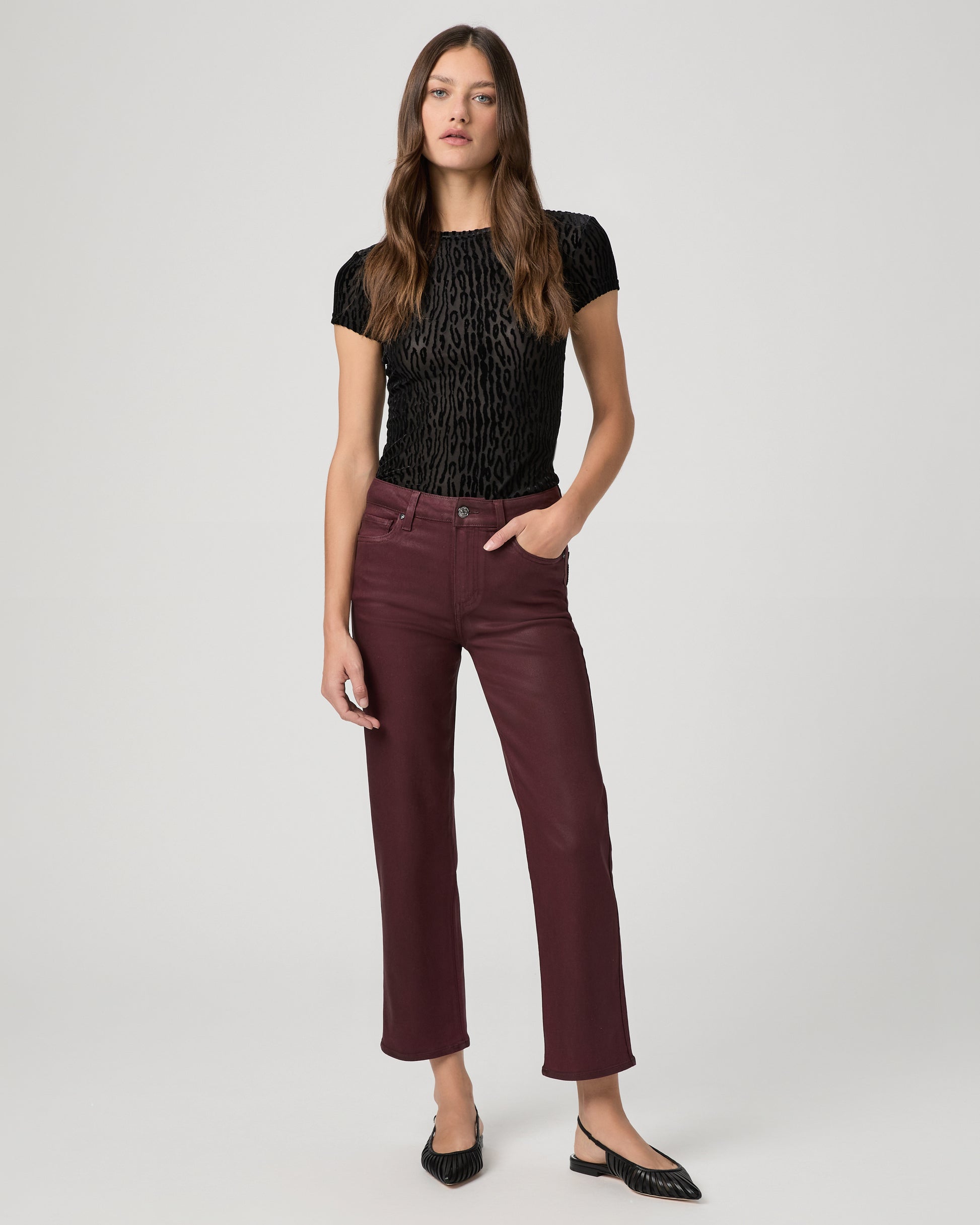 Mason Ankle Straight - Dark Oxblood Luxe Coating 23