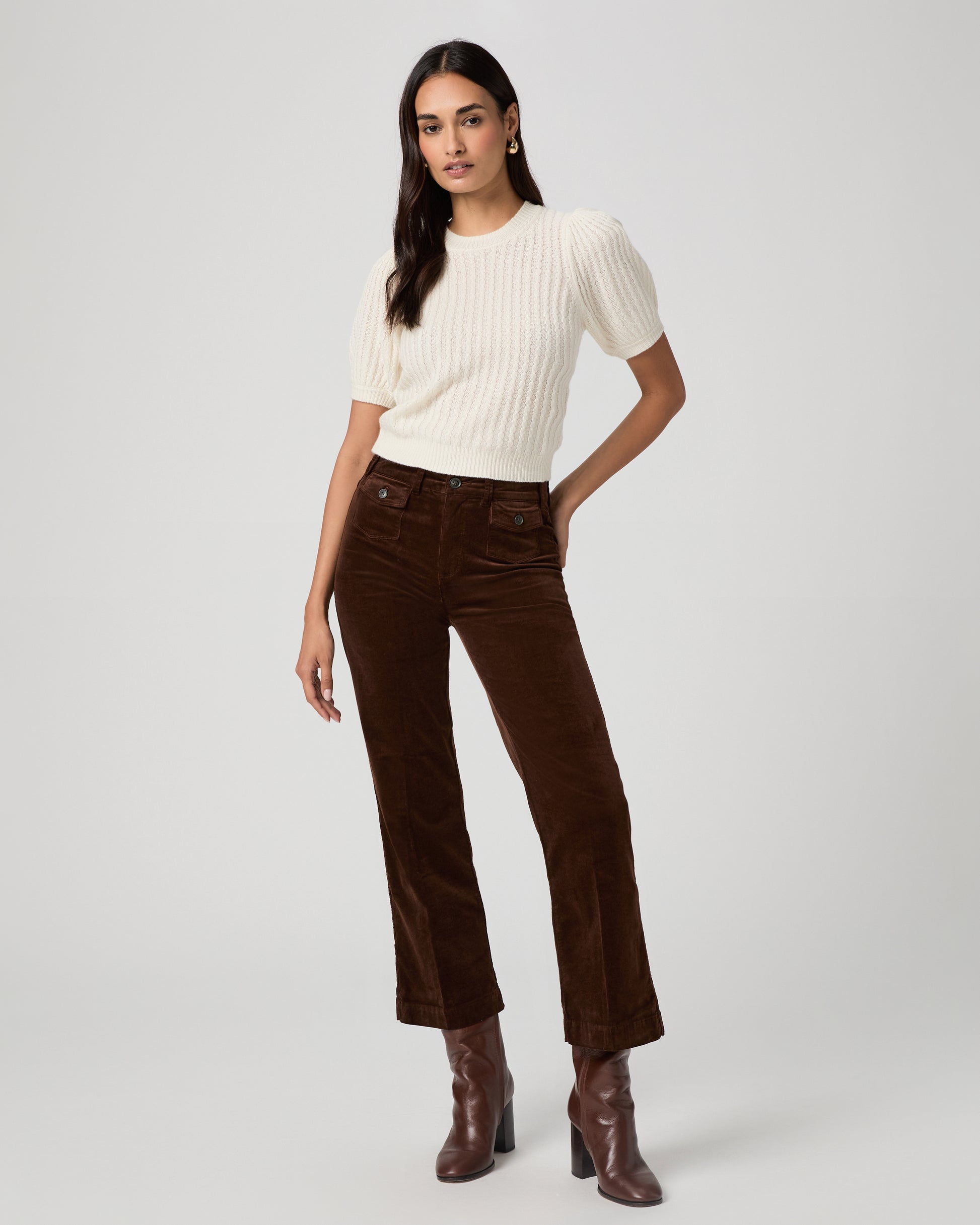 Leenah Ankle Wide Leg Pant - Chicory Coffee Corduroy 23