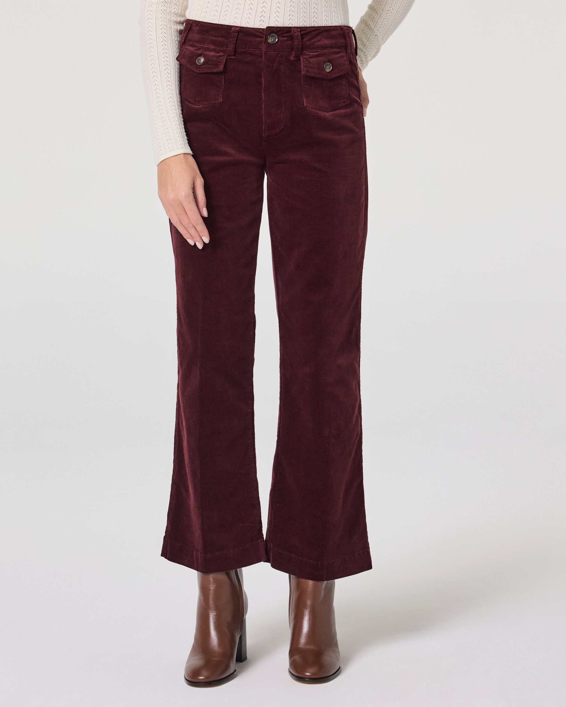 Leenah Ankle Wide Leg Pant - Dark Oxblood Corduroy 23