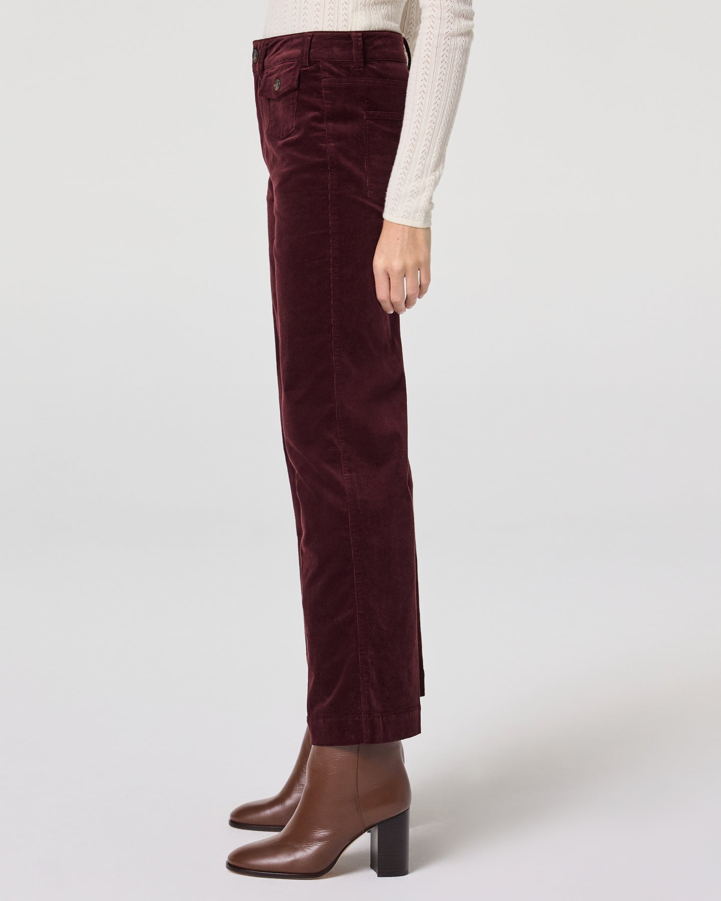 Leenah Ankle Wide Leg Pant - Dark Oxblood Corduroy 23