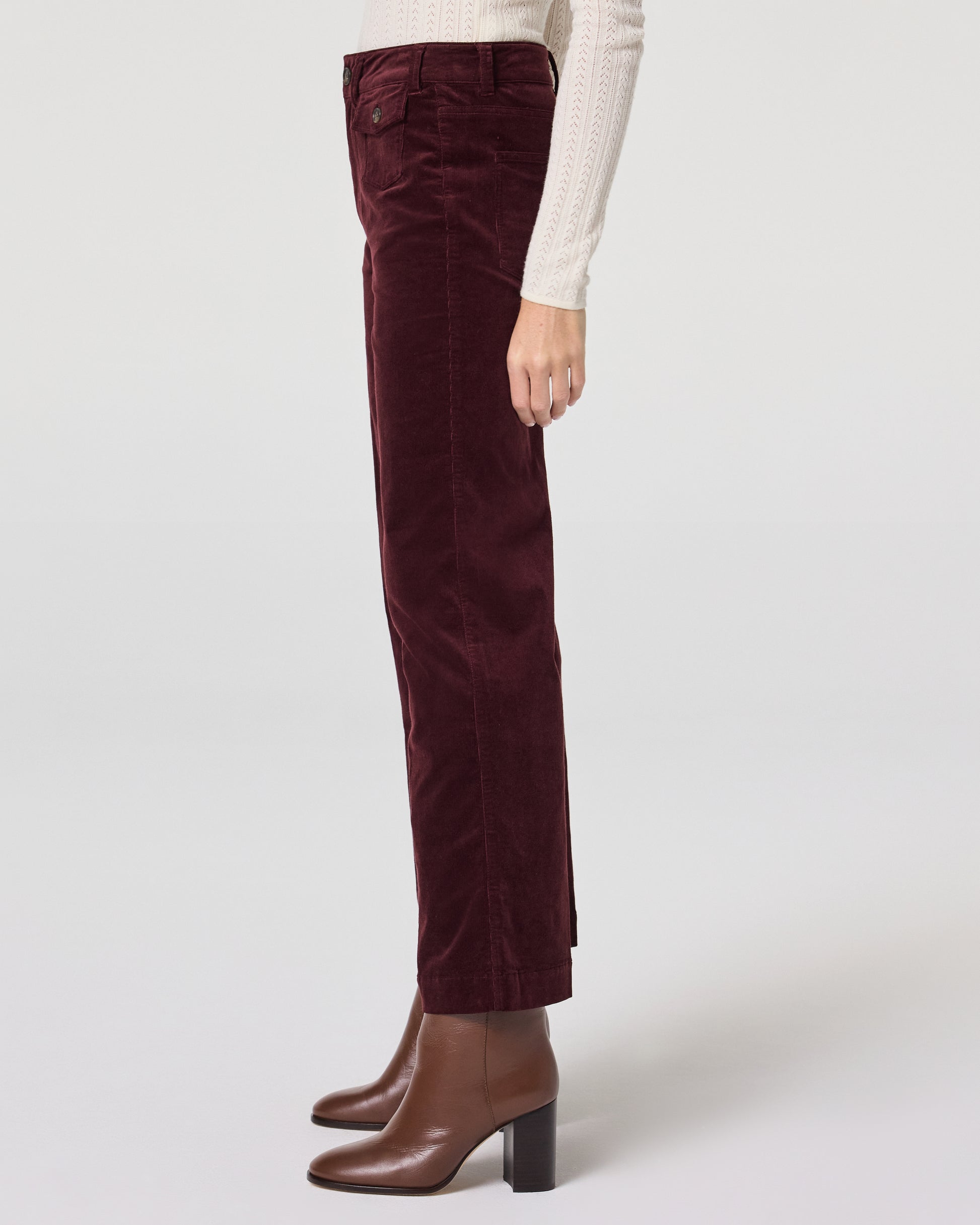 Leenah Ankle Wide Leg Pant - Dark Oxblood Corduroy 23