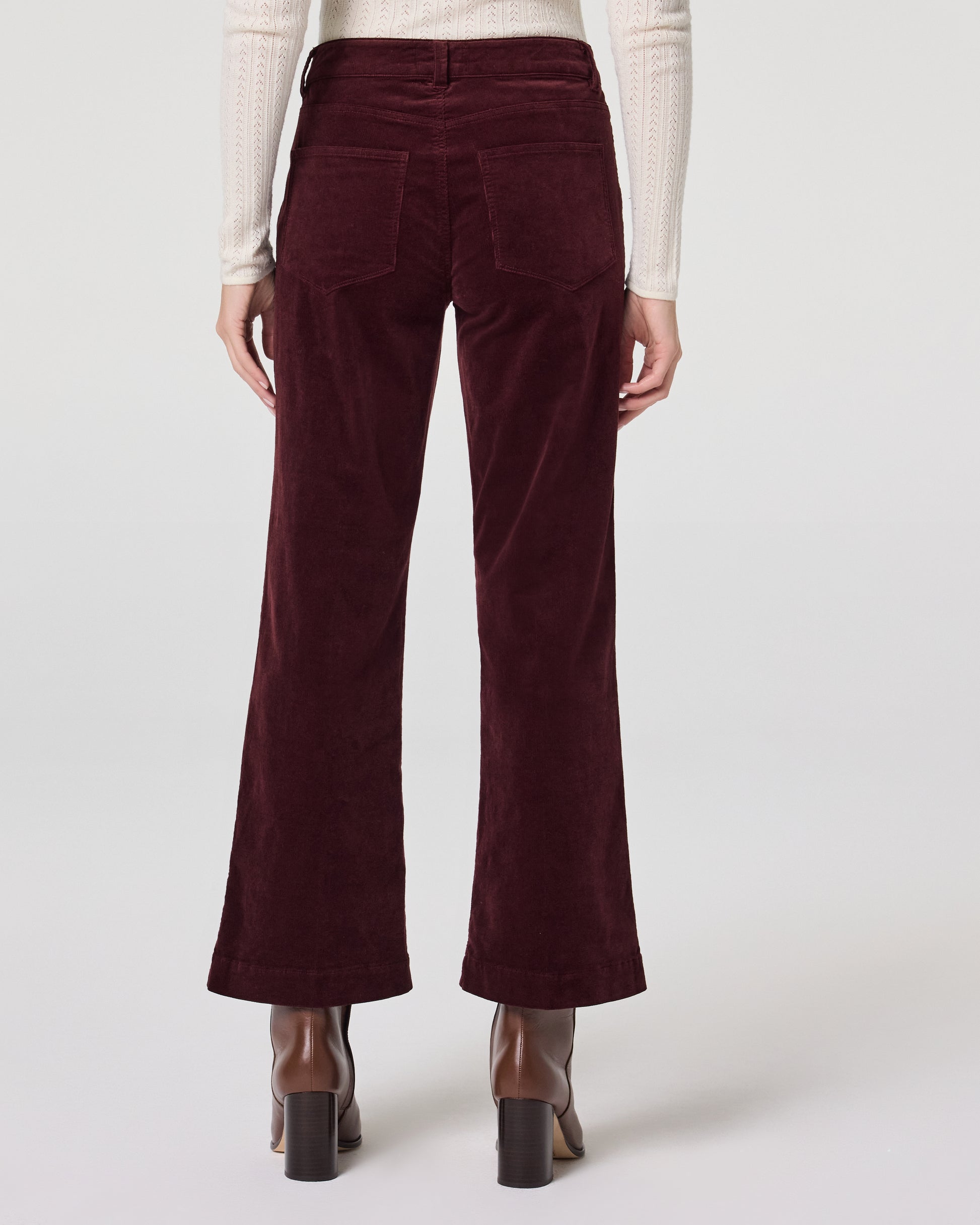 Leenah Ankle Wide Leg Pant - Dark Oxblood Corduroy 23