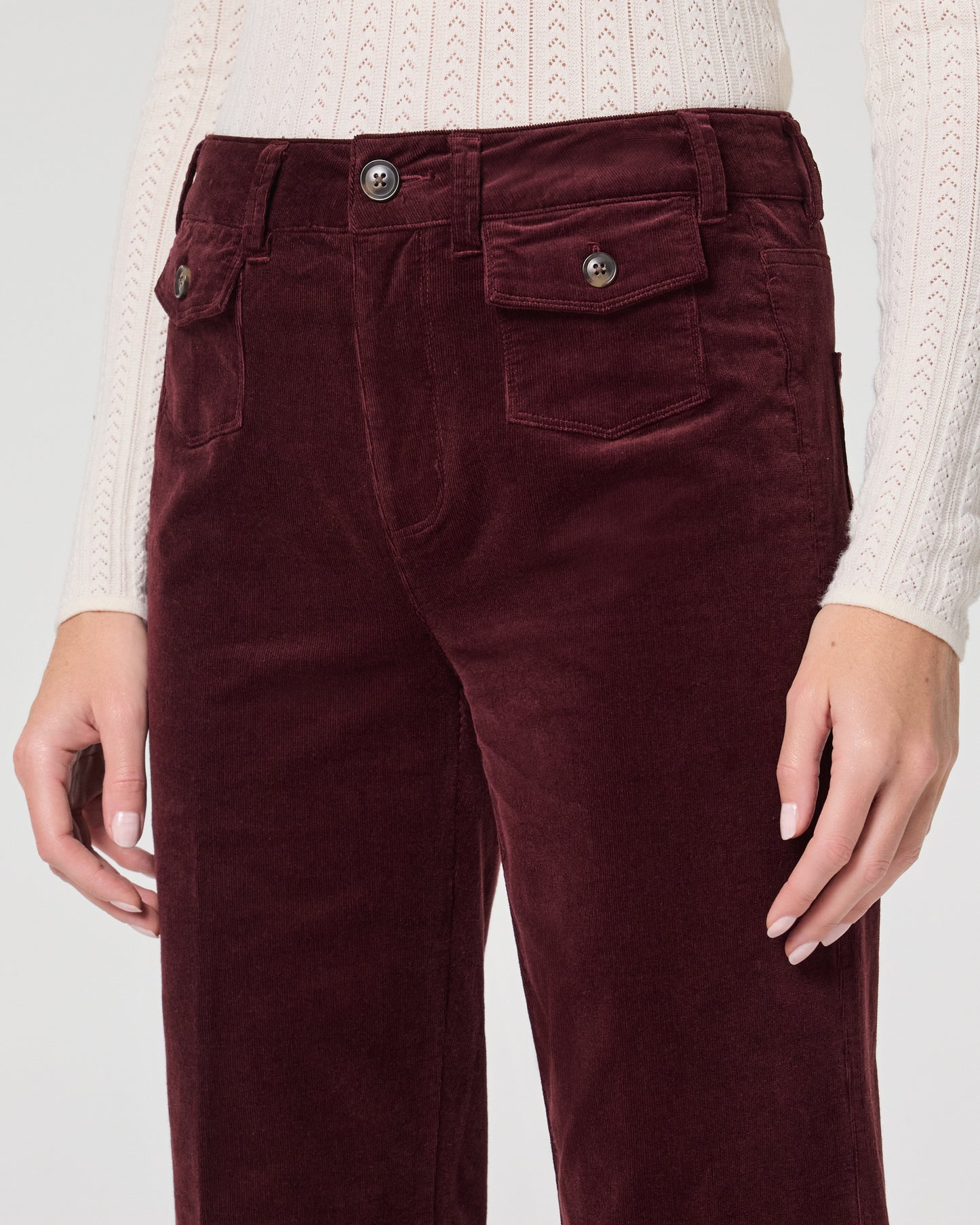 Leenah Ankle Wide Leg Pant - Dark Oxblood Corduroy 23