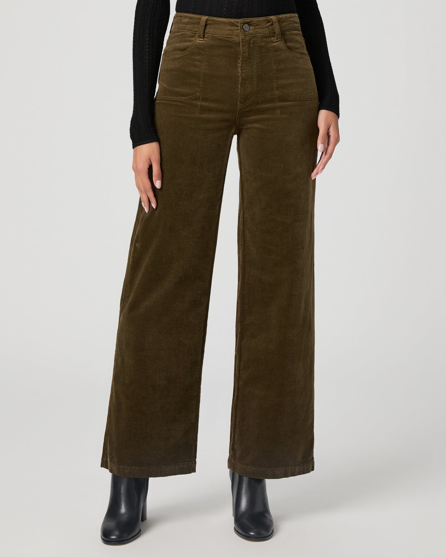 Anessa 31 Inch Wide Leg Pant - Dark Brushed Olive Corduroy 23