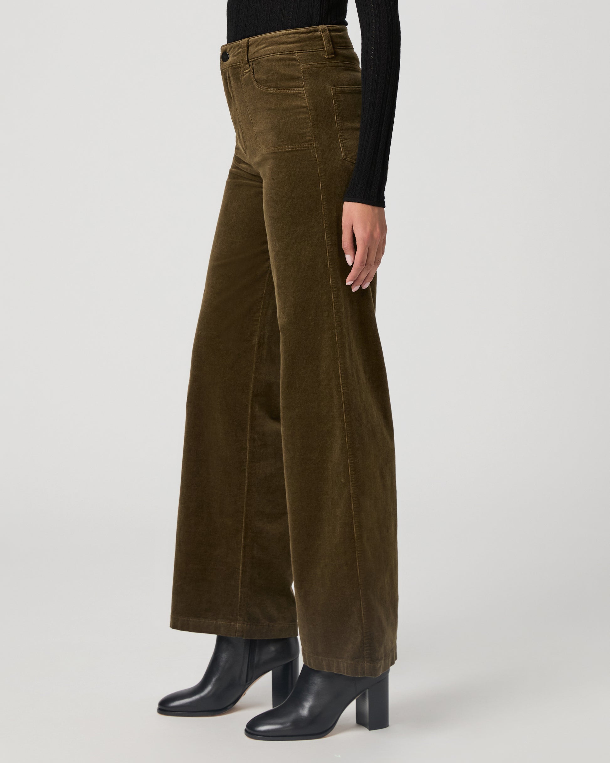Anessa 31 Inch Wide Leg Pant - Dark Brushed Olive Corduroy 23