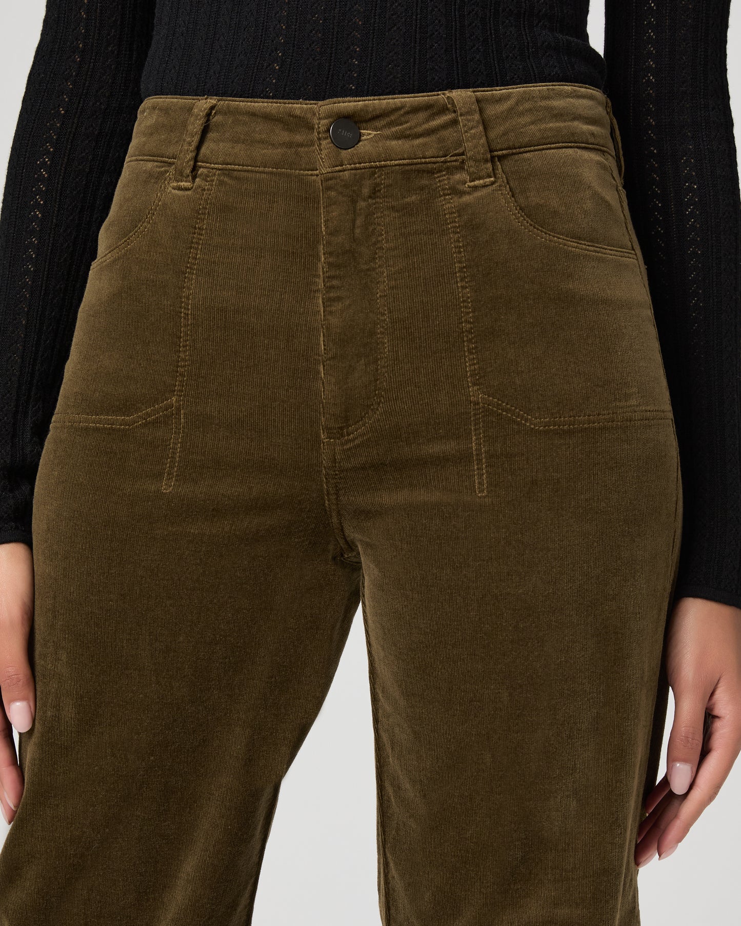 Anessa 31 Inch Wide Leg Pant - Dark Brushed Olive Corduroy 23