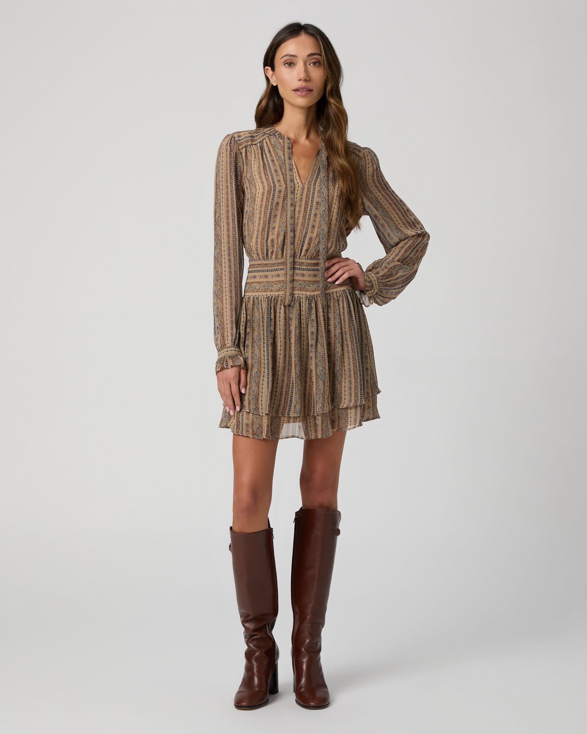 Nantes Dress - Brown Multi Silk 00