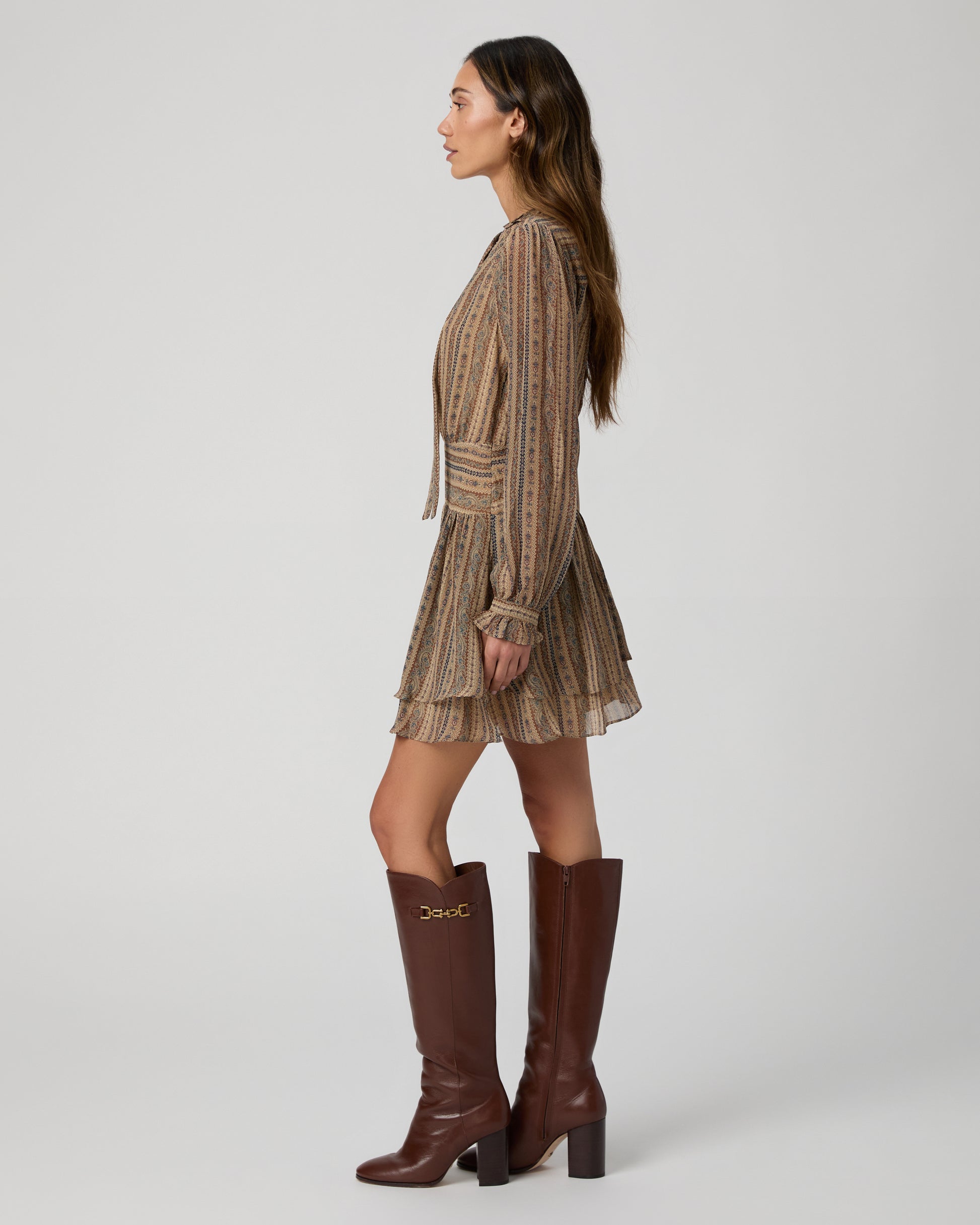 Nantes Dress - Brown Multi Silk 00