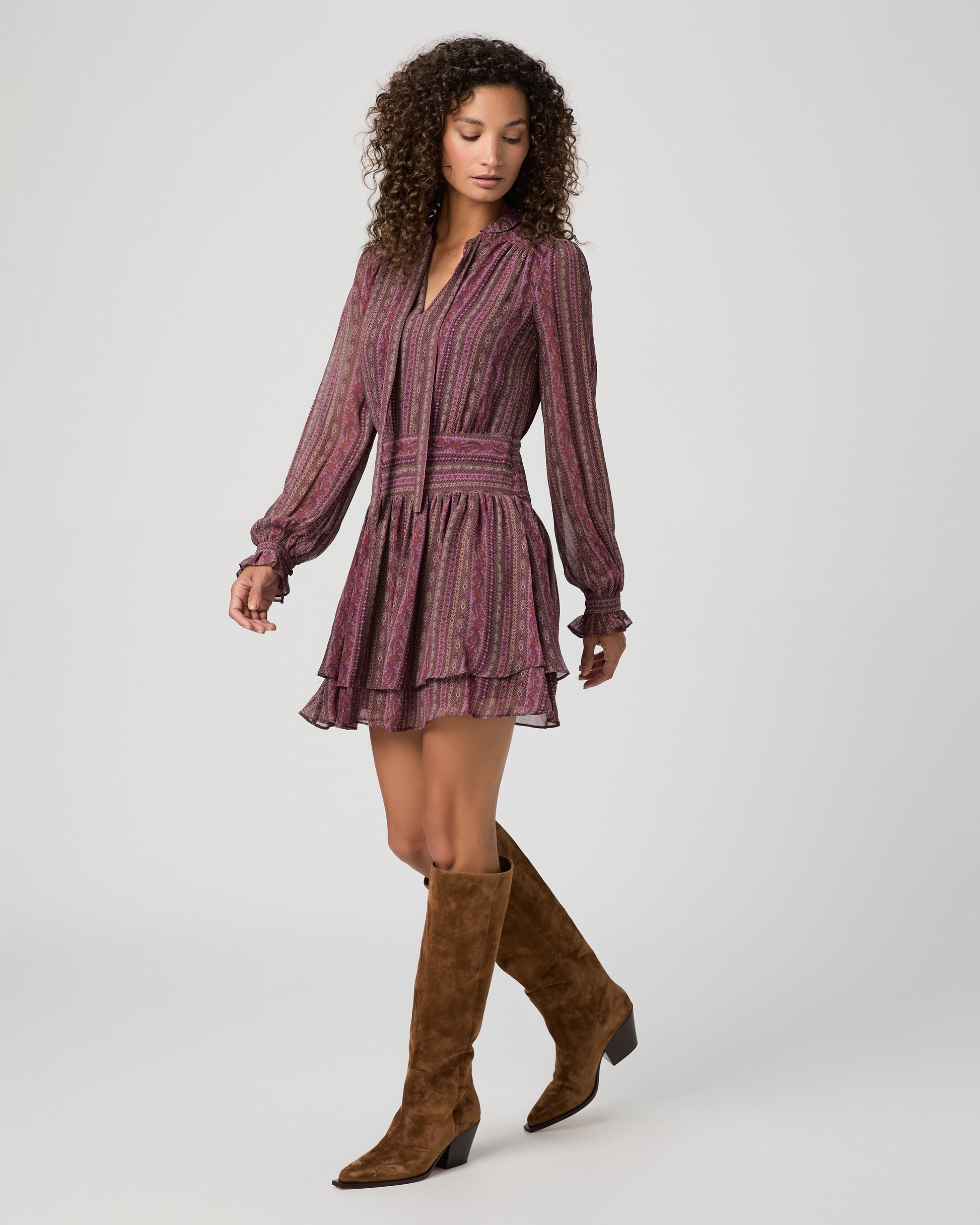 Nantes Dress - Deep Mauve Multi Silk 00