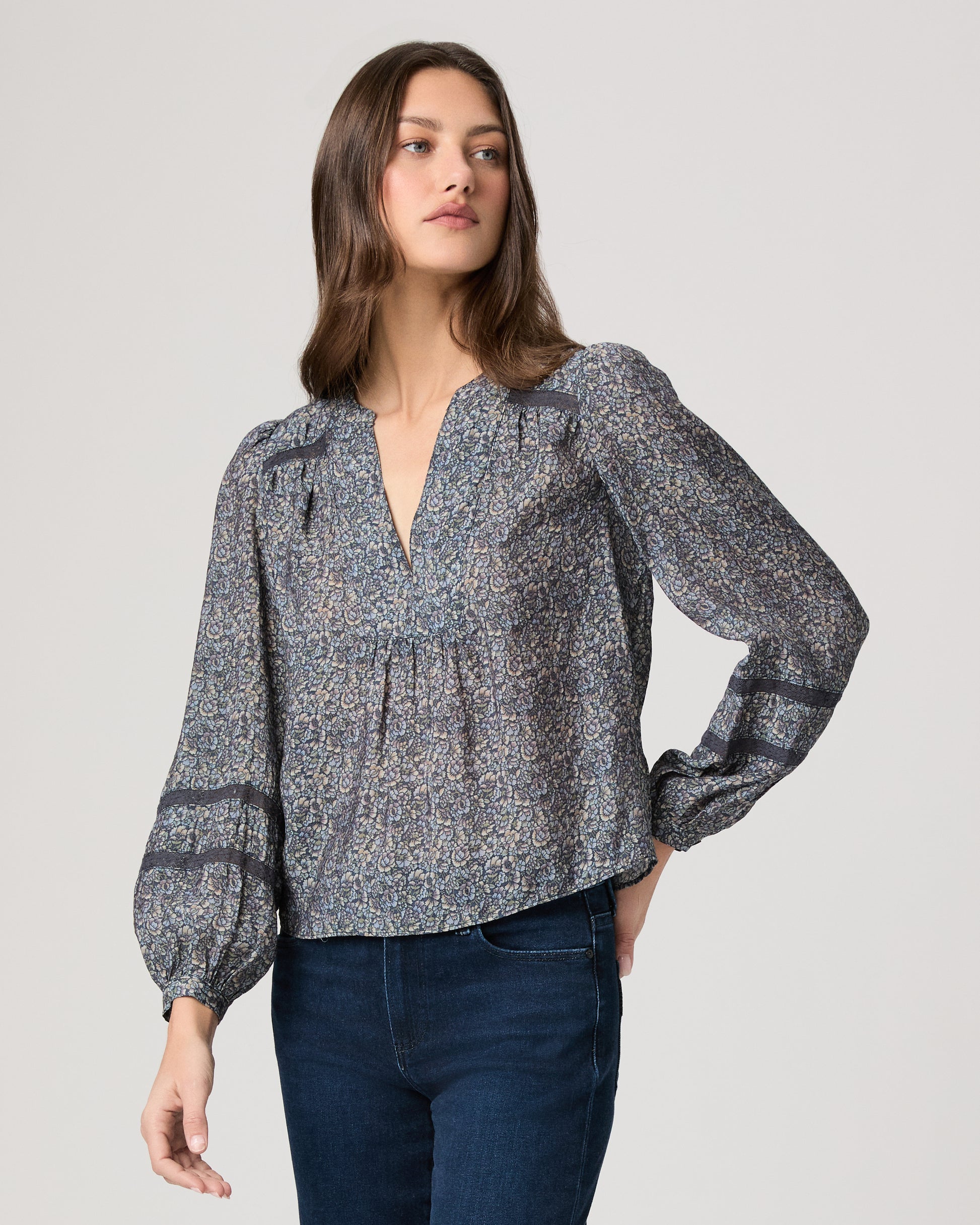 Calgary Blouse - Navy Multi XXS