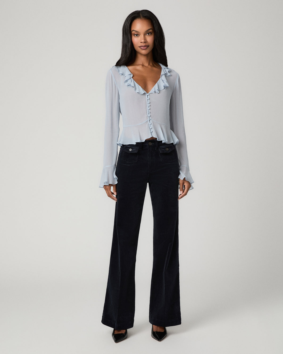 Leenah 32 Inch Wide Leg Jean - Navy Corduroy 23