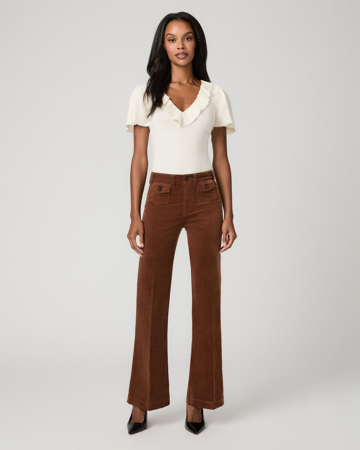 Leenah 32 Inch Wide Leg Jean - Maple Brown Corduroy 23