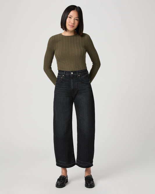 Arellia Ankle Petite Barrel Leg Jean - Black Void 23