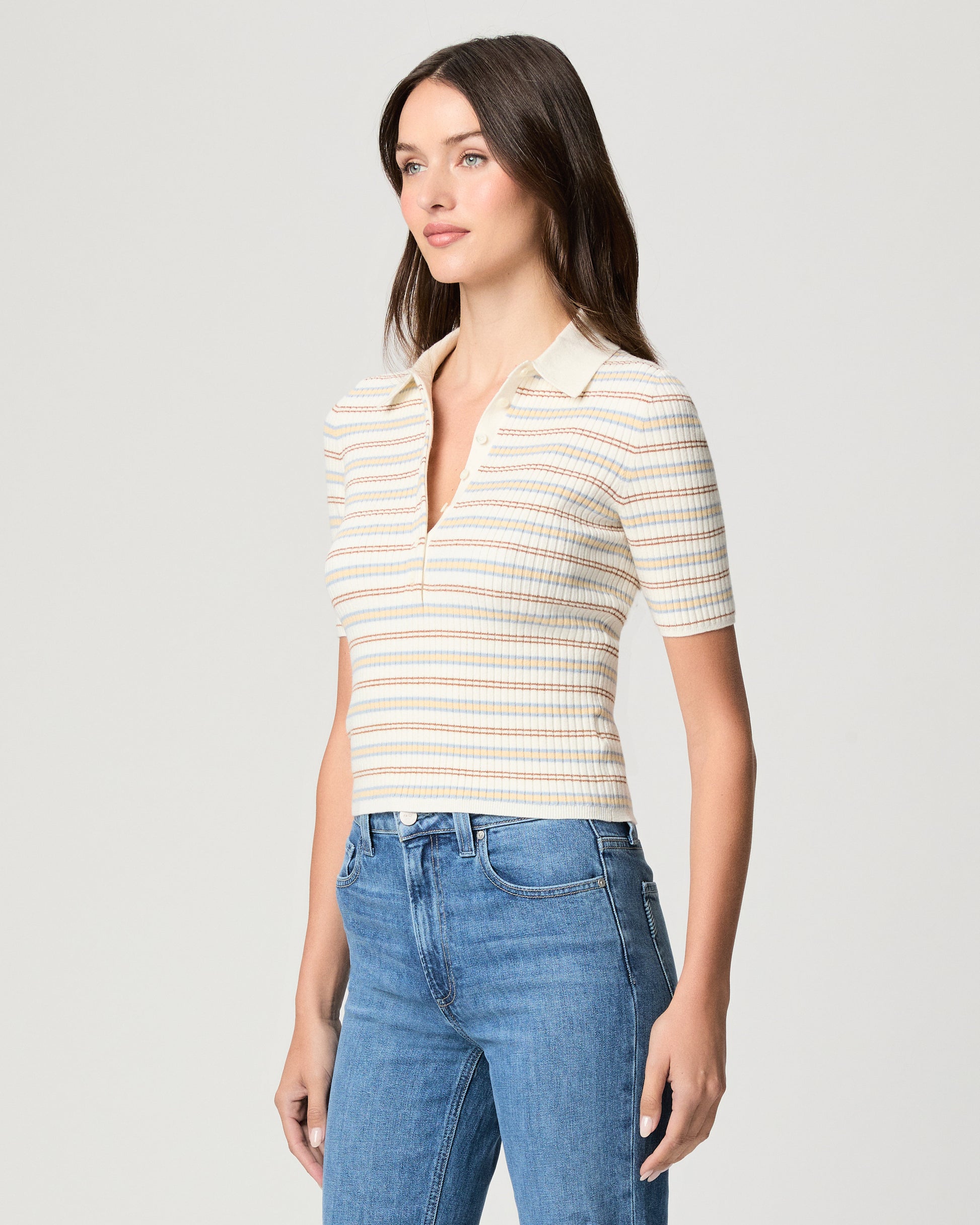 Summit Top - White Multi Stripe XXS
