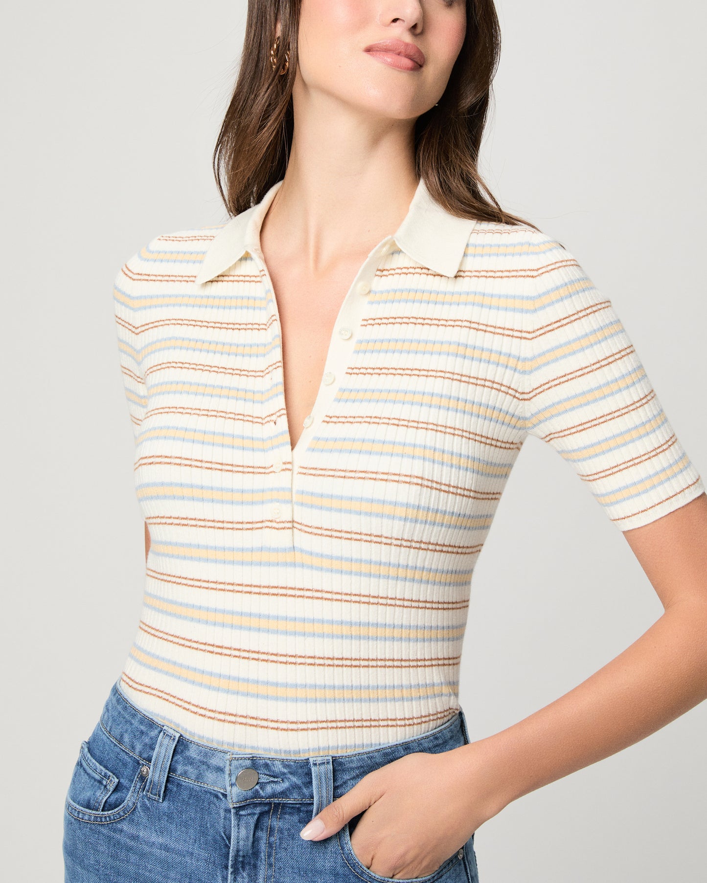 Summit Top - White Multi Stripe XXS