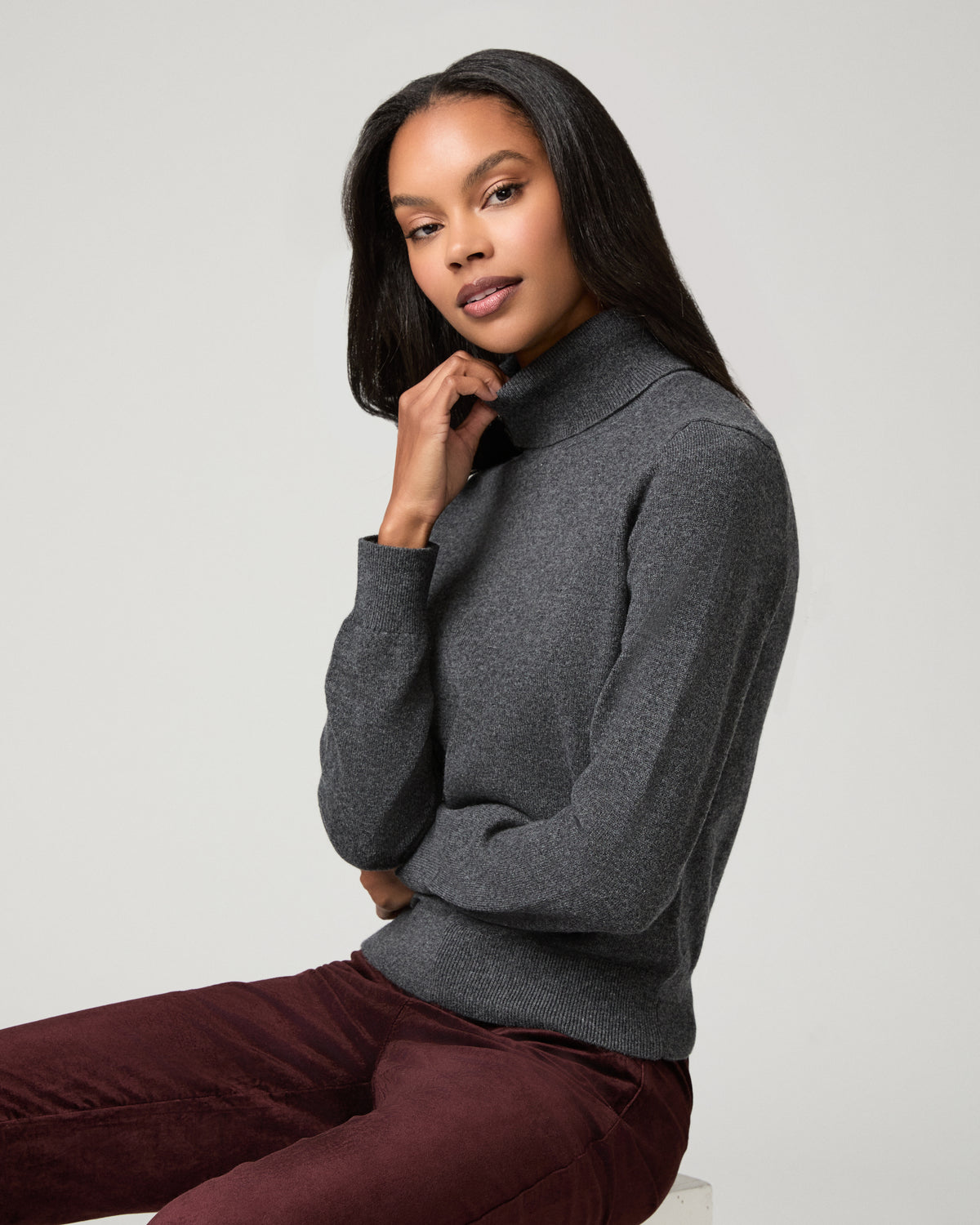 Jacie Turtleneck Sweater - Dark Heather Grey XXS