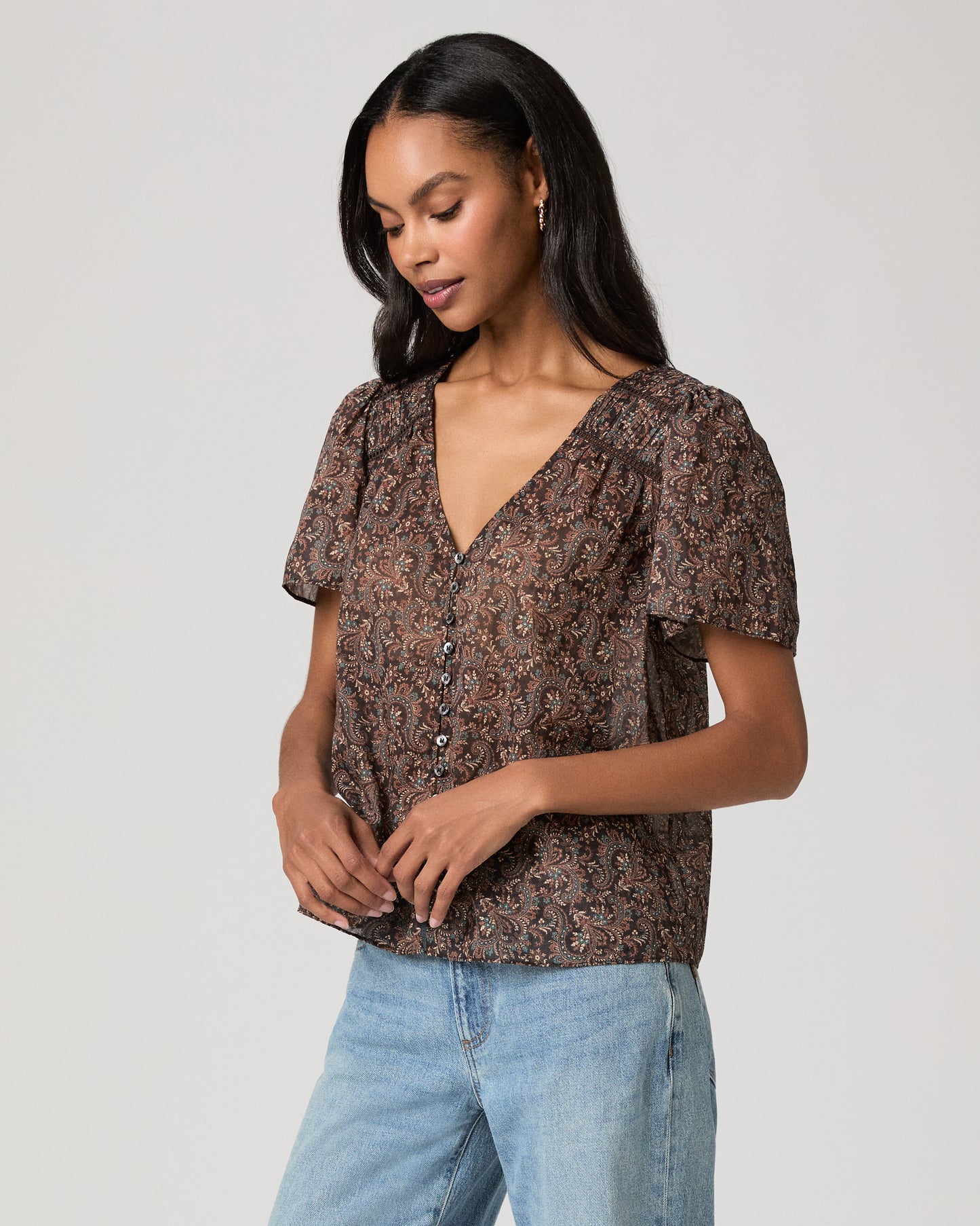 Elodie Top - Dark Brown Multi XXS