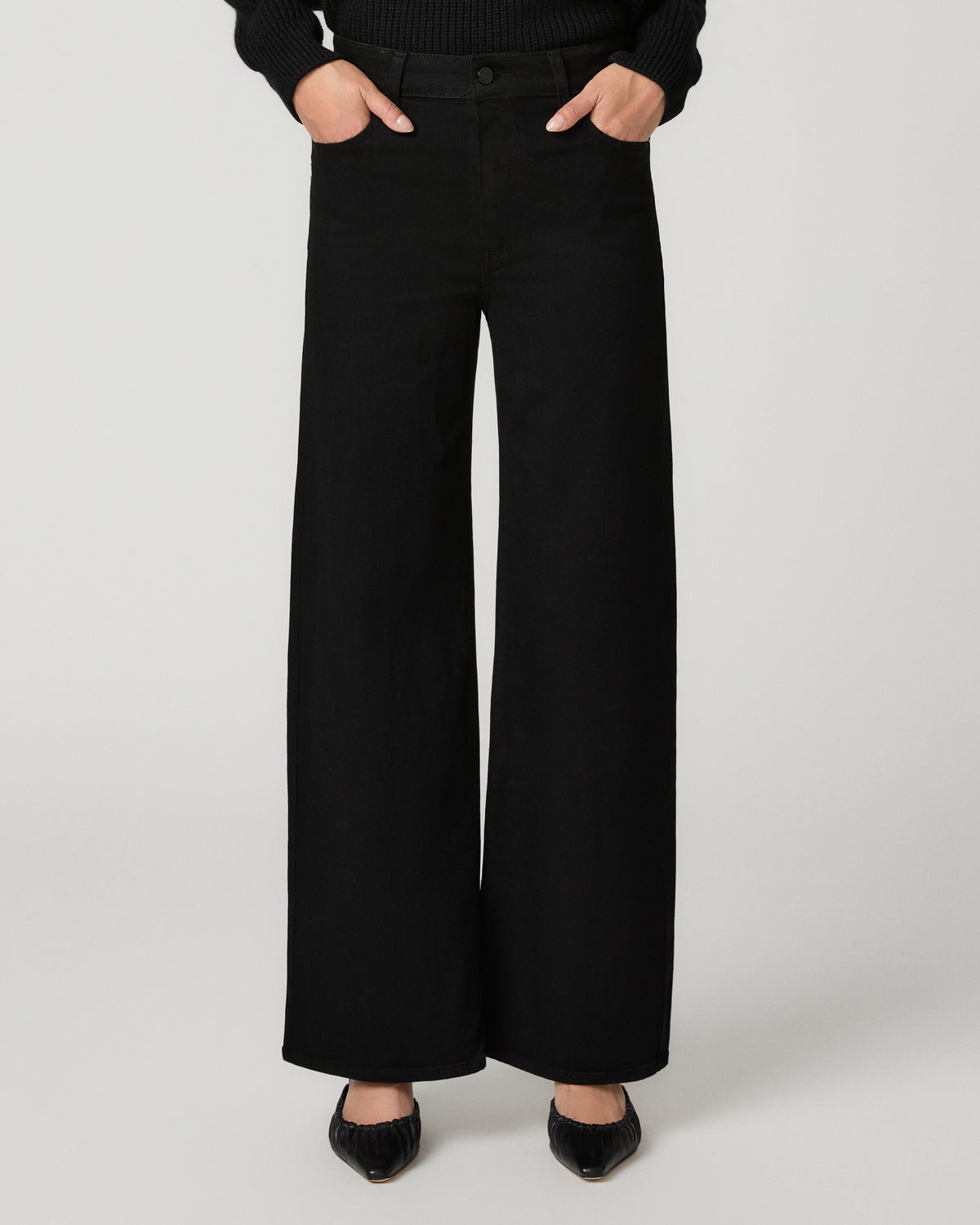 Anessa Petite 28 Inch Wide Leg Jean - Black Shadow 23