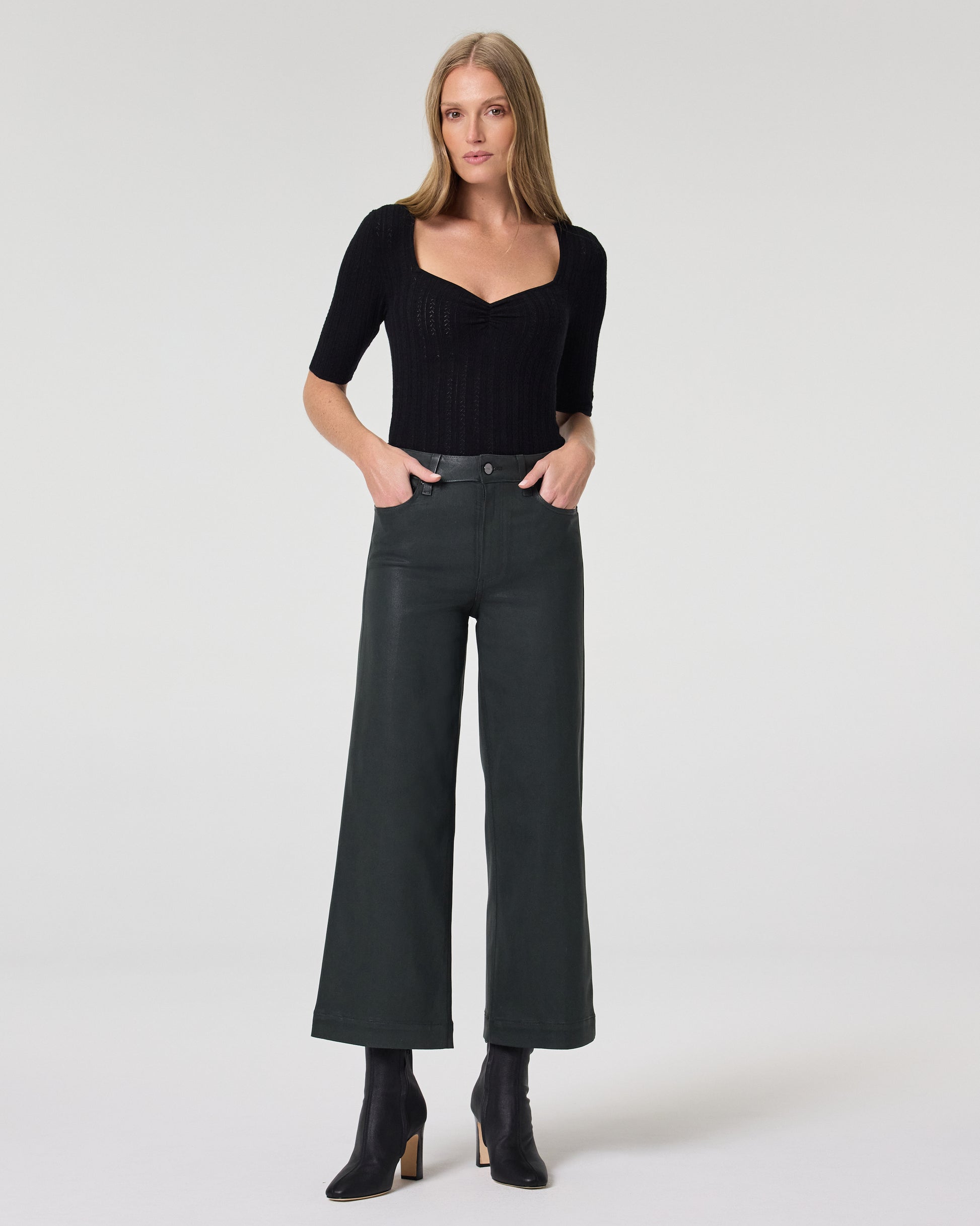 Anessa Wide Leg Jean - Dark Rosin Luxe Coating 23