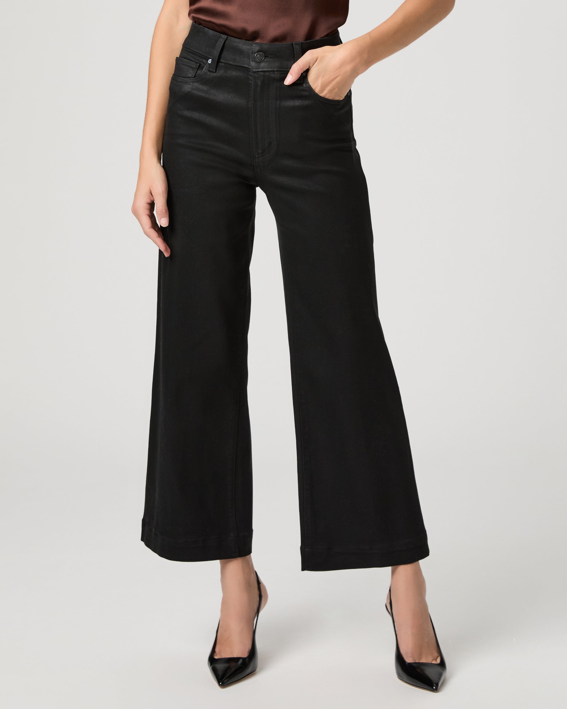 Anessa Wide Leg Jean - Black Fog Luxe Coating 23