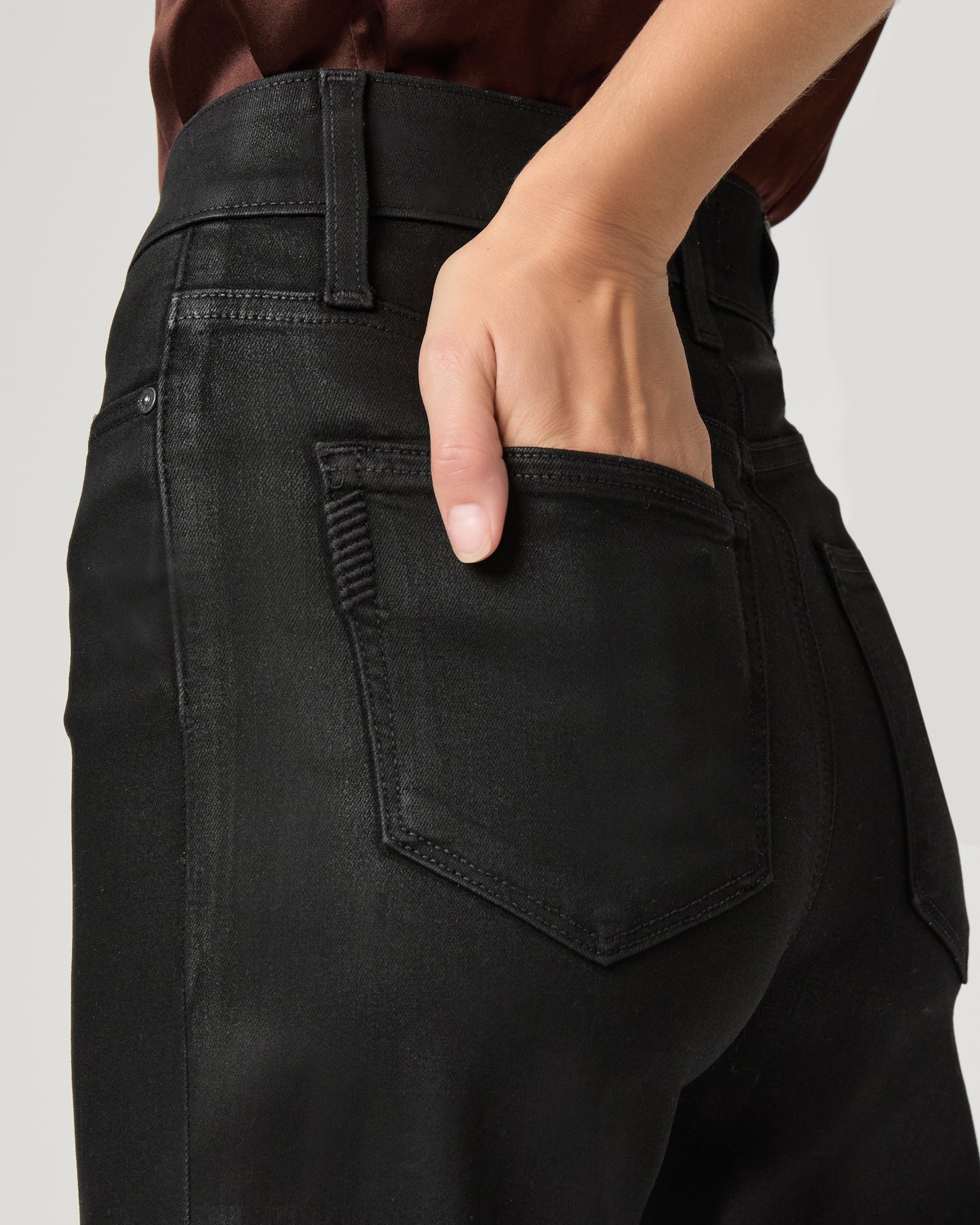 Anessa Wide Leg Jean - Black Fog Luxe Coating