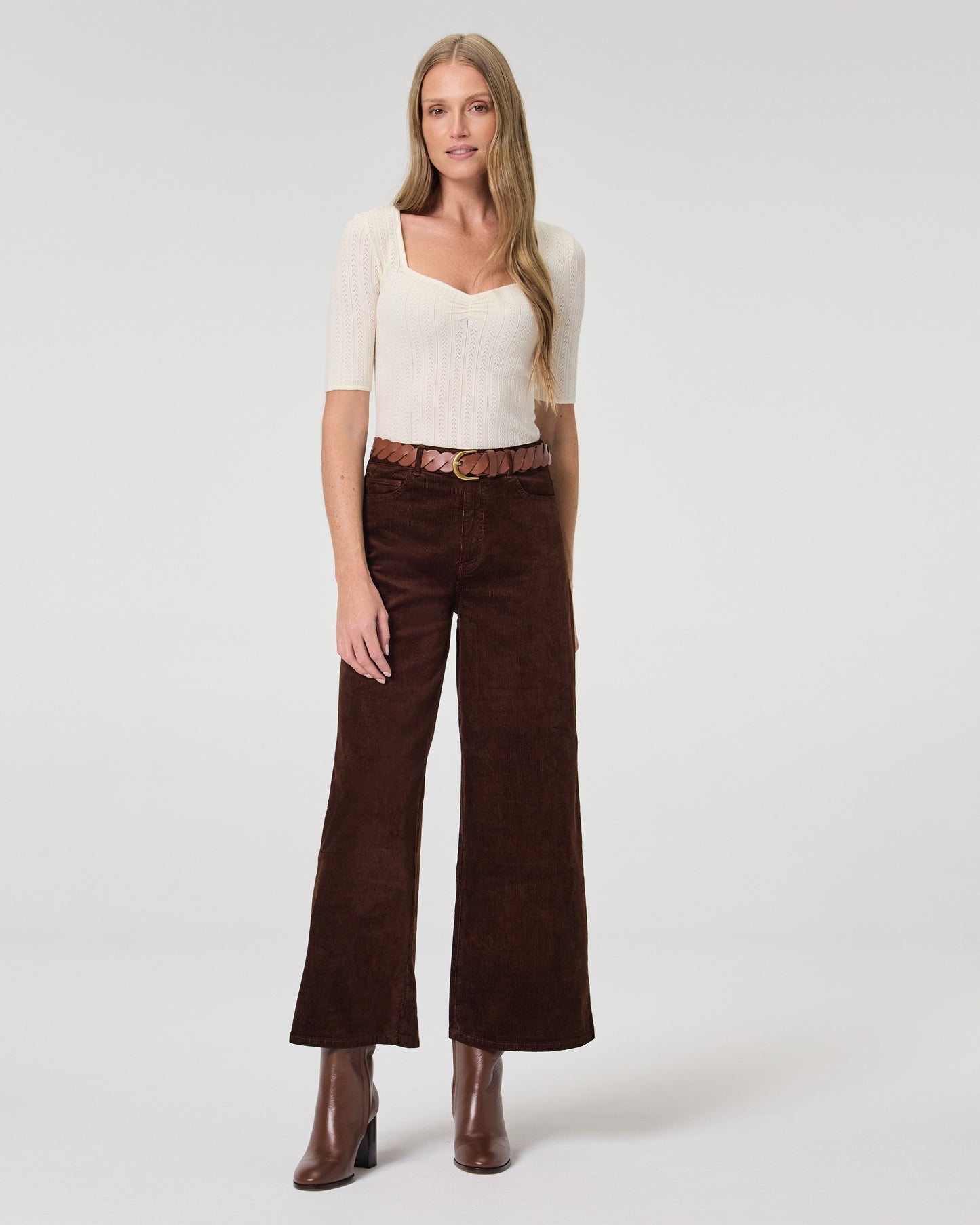 Harper Ankle Wide Leg Pant - Maple Brown Corduroy 23