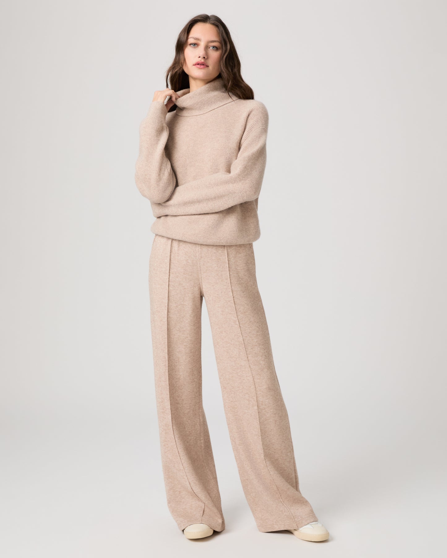 Harper Wide Leg Pant - Heathered Camel